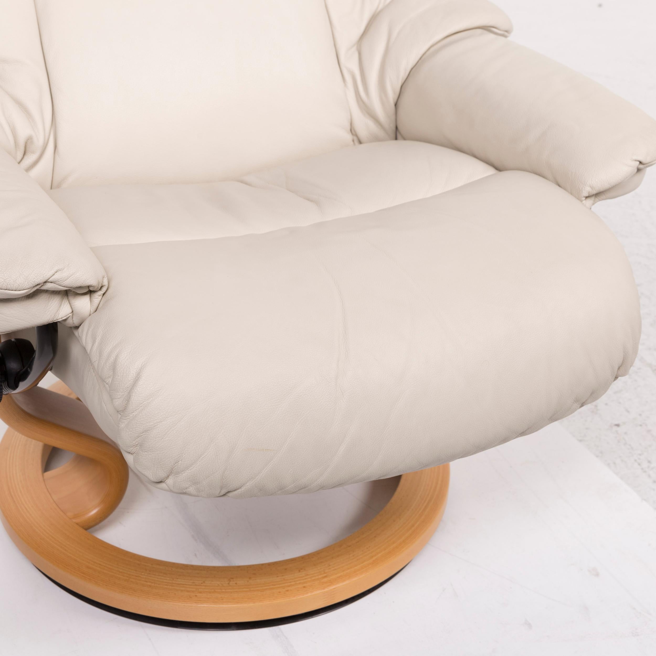 Modern Stressless Reno Leather Armchair Cream Armchair Set Including Relax Function