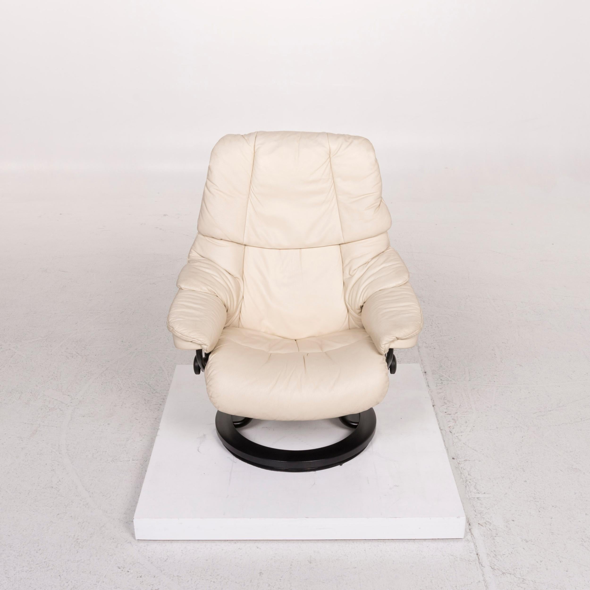Stressless Reno Leather Armchair Cream Incl. Stool 1