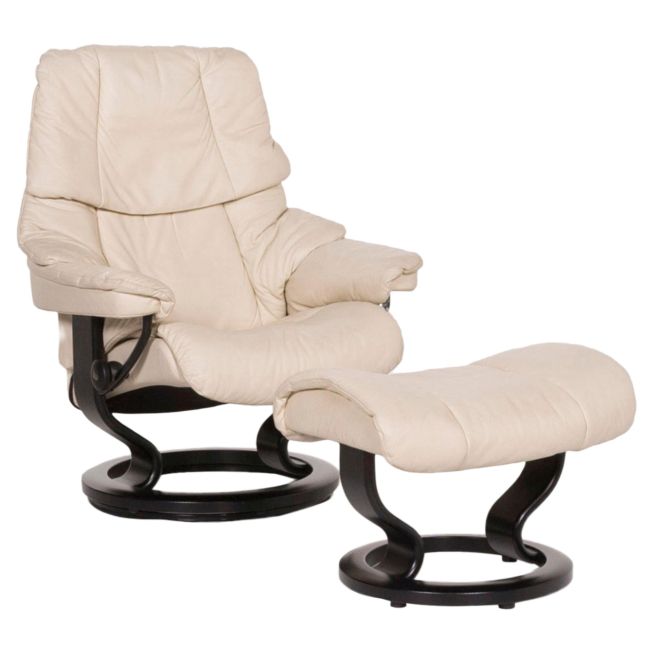 Stressless Reno Leather Armchair Cream Incl. Stool