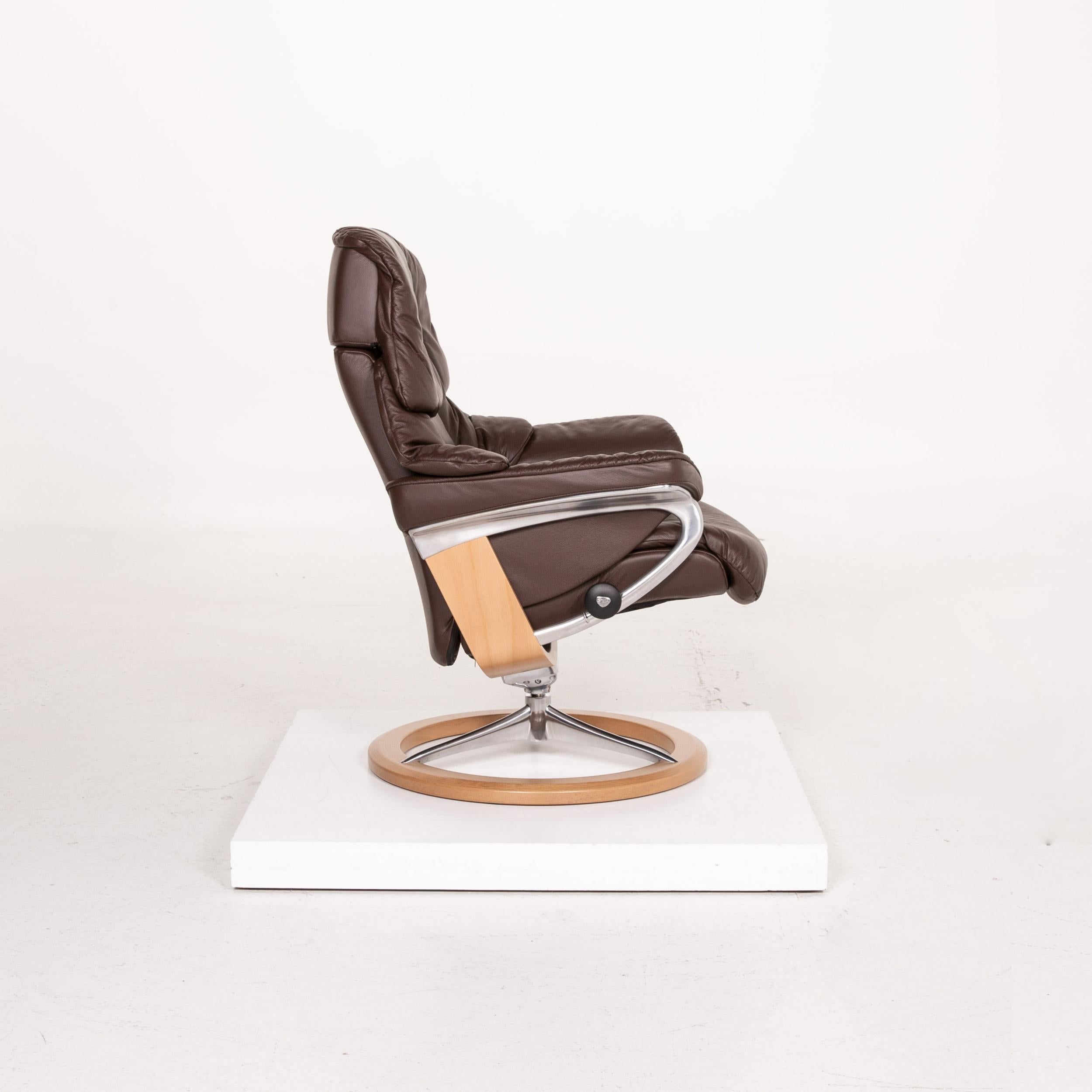 Stressless Reno Leather Armchair Incl. Stool Dark Brown Brown Relaxation 6