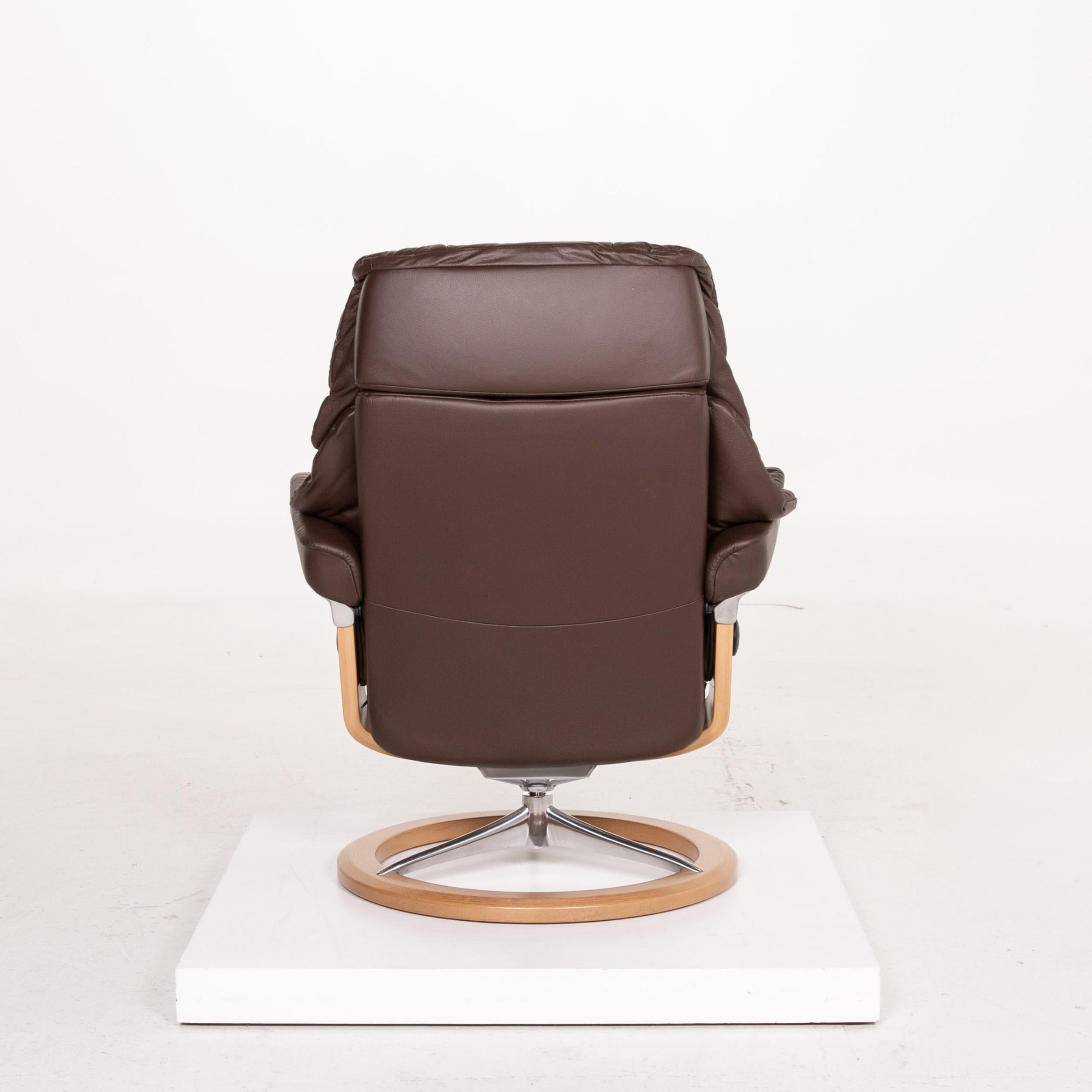 Stressless Reno Leather Armchair Incl. Stool Dark Brown Brown Relaxation 7