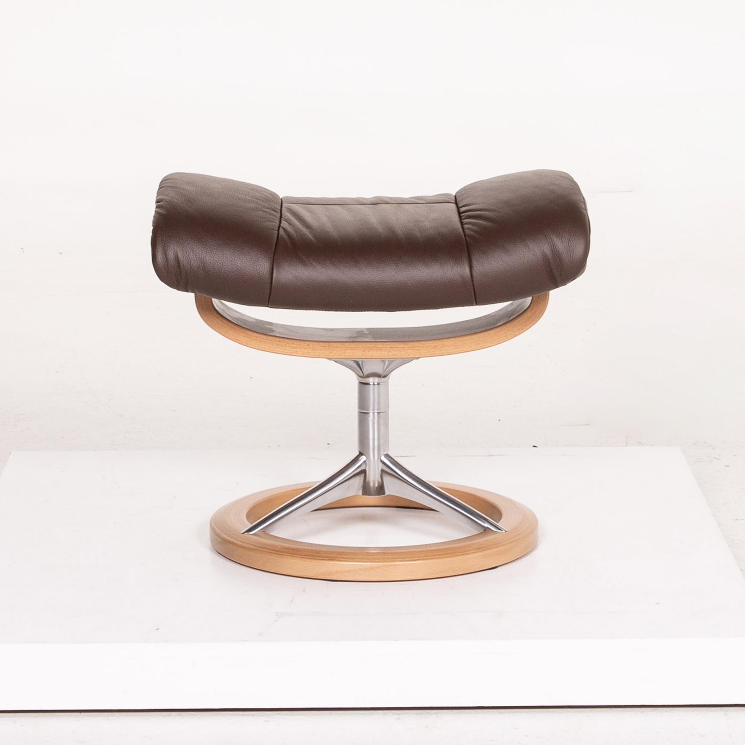 Stressless Reno Leather Armchair Incl. Stool Dark Brown Brown Relaxation 9