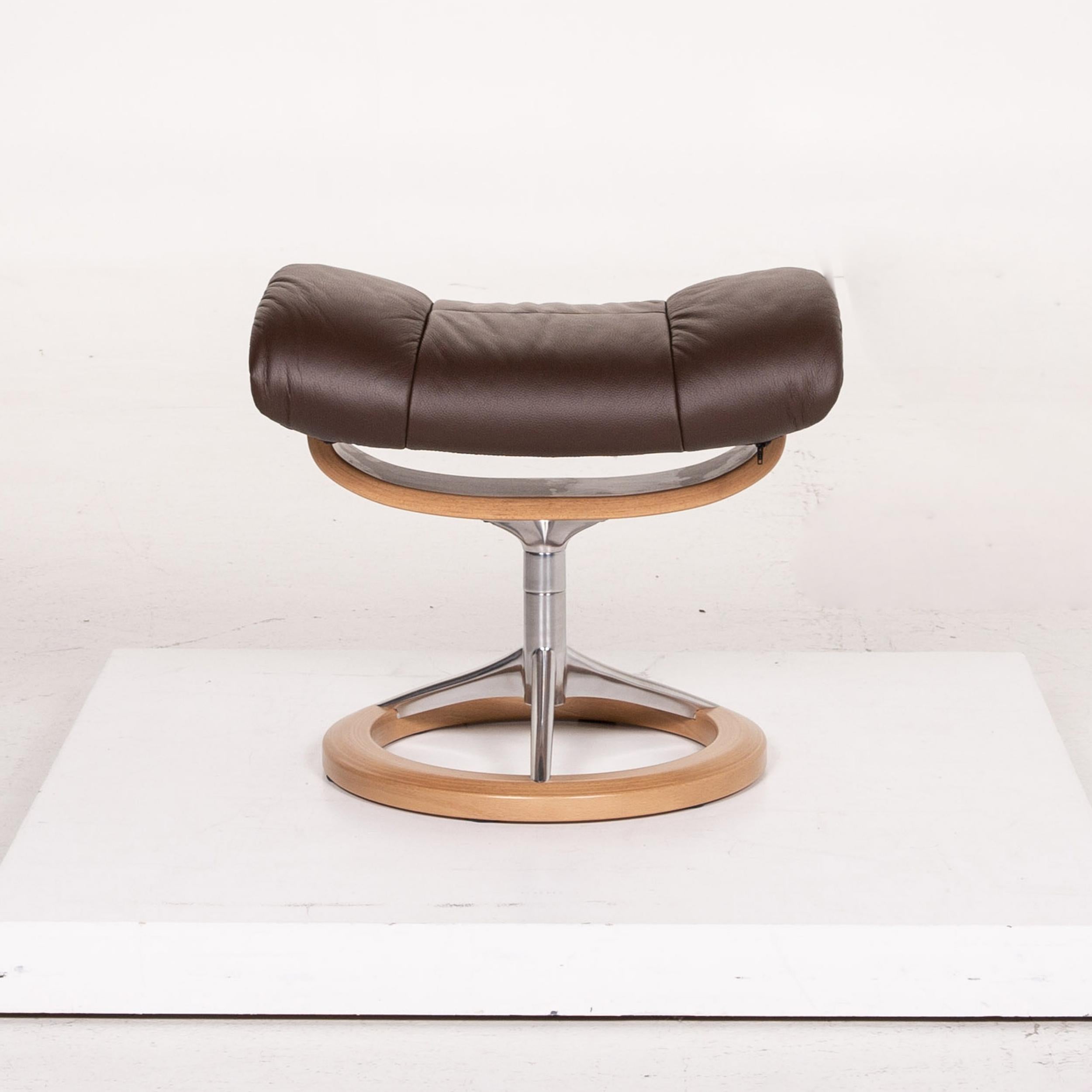 Stressless Reno Leather Armchair Incl. Stool Dark Brown Brown Relaxation 13