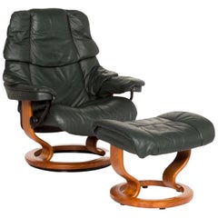 Stressless Reno Leather Armchair Incl. Stool Green Dark Green Relax Armchair
