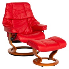 Stressless Reno Leather Armchair Incl. Stool Red Relaxation Function Function