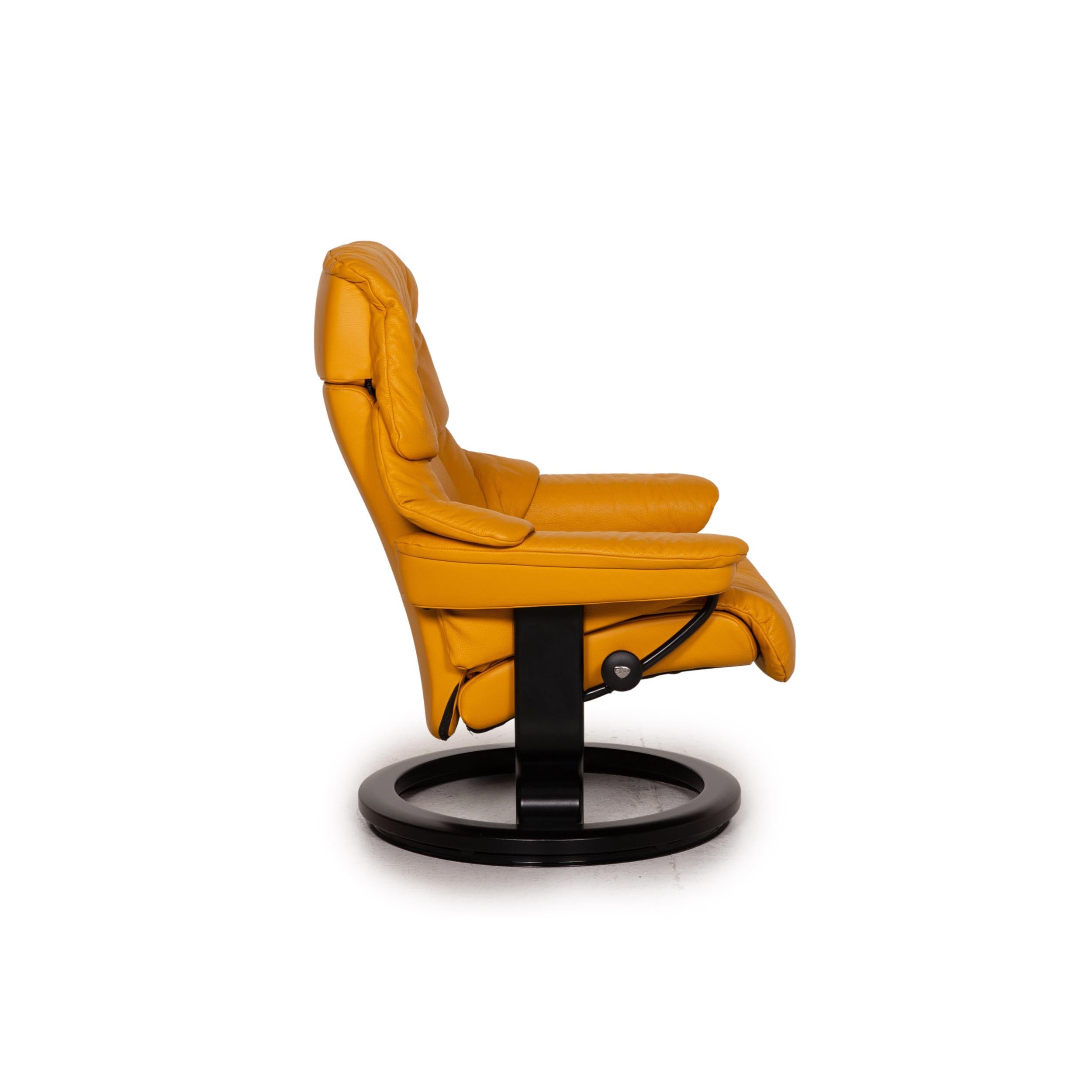 Stressless Reno Leather Recliner Yellow Armchair 2