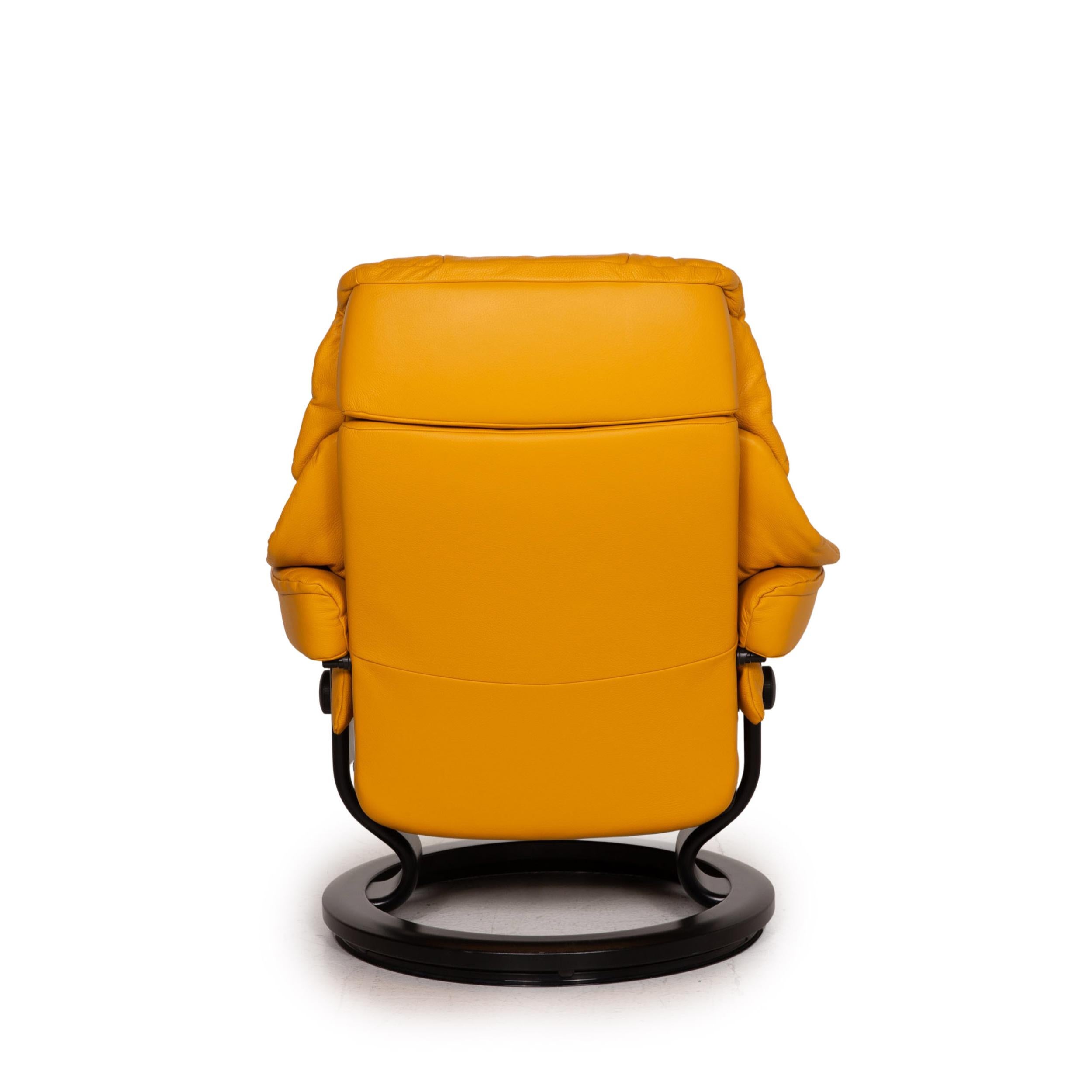 Stressless Reno Leather Recliner Yellow Armchair 3