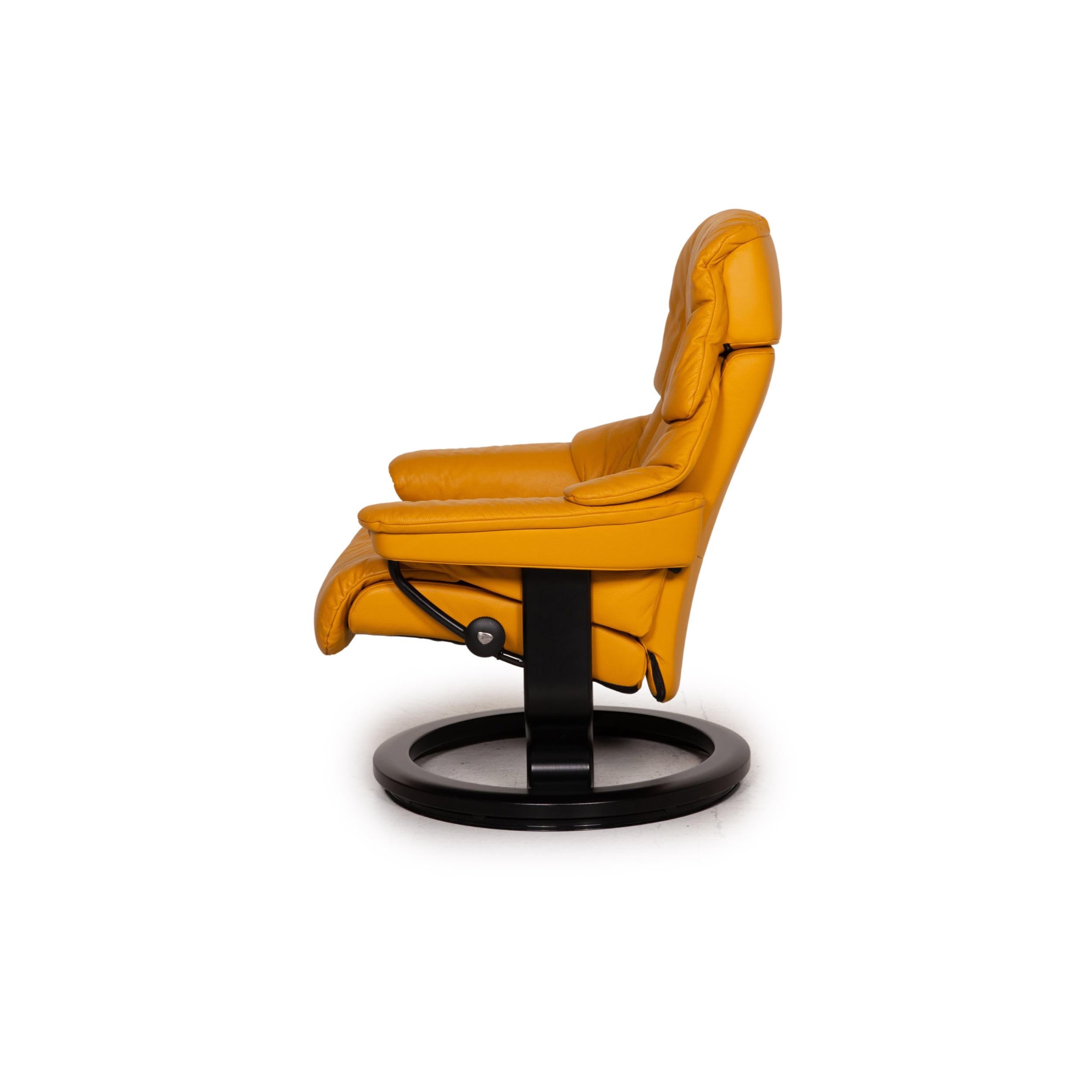 Stressless Reno Leather Recliner Yellow Armchair 4