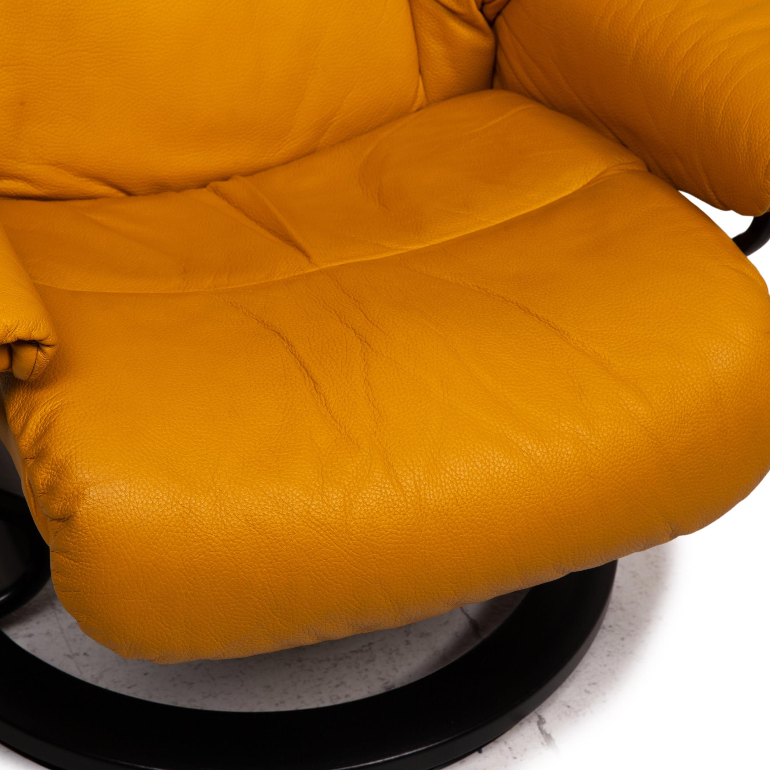 yellow leather recliner chair