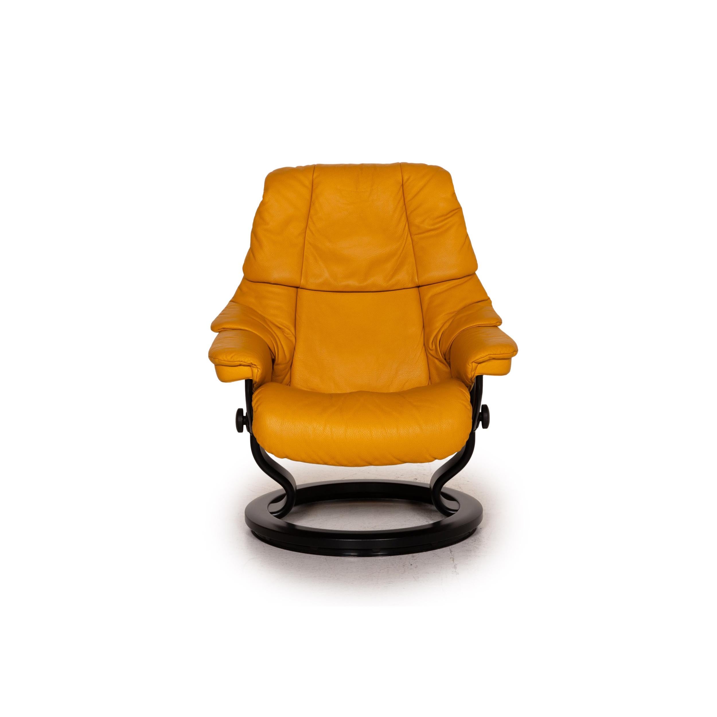 Norwegian Stressless Reno Leather Recliner Yellow Armchair