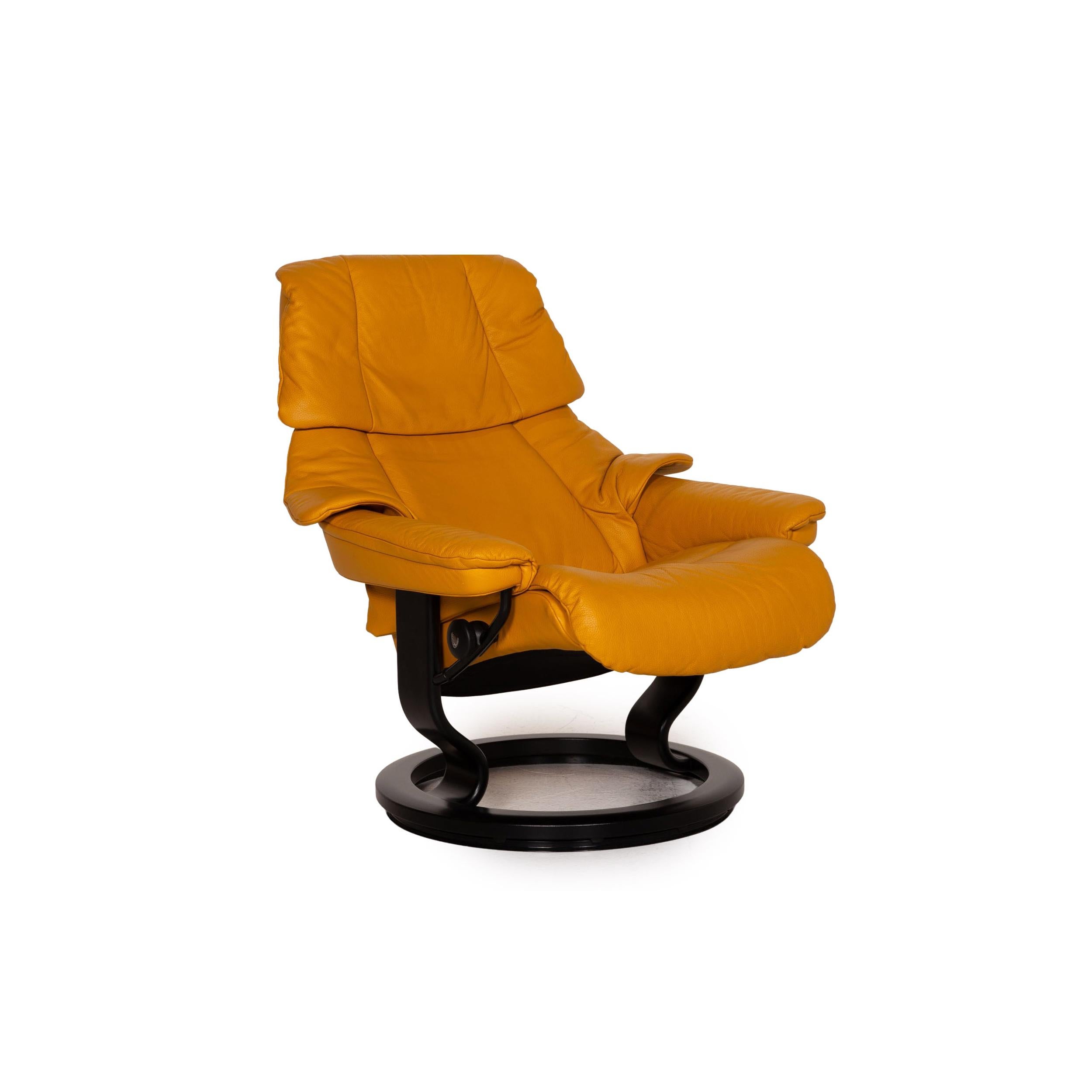 Contemporary Stressless Reno Leather Recliner Yellow Armchair