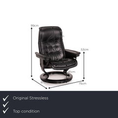 Stressless Royale Leather Armchair Incl. Stool Black Function Relaxation