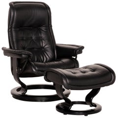 Stressless Royale Leather Armchair Incl. Stool Black Function Relaxation