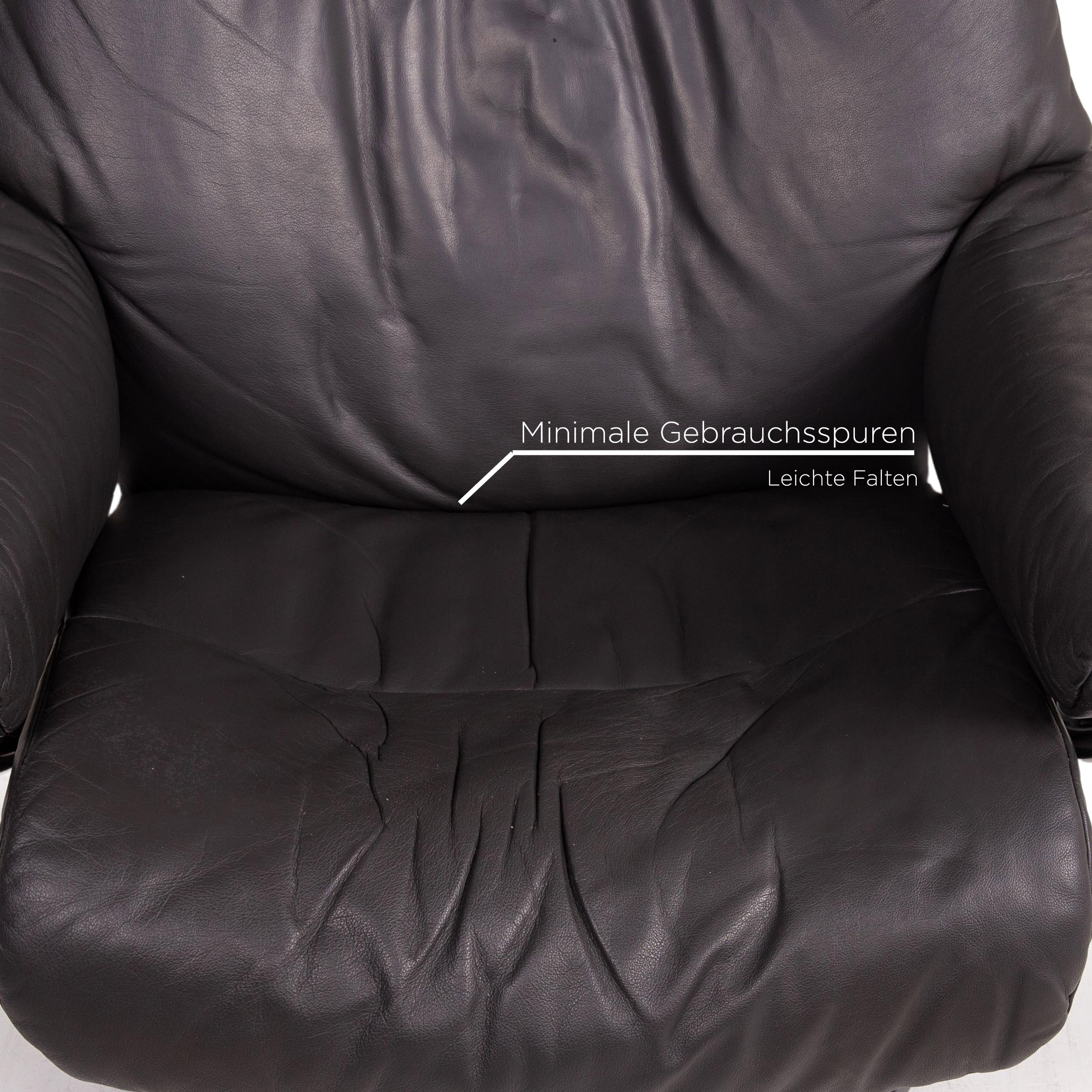 Contemporary Stressless Sunrise Leather Armchair Incl. Ottoman Gray Size M Relax Function
