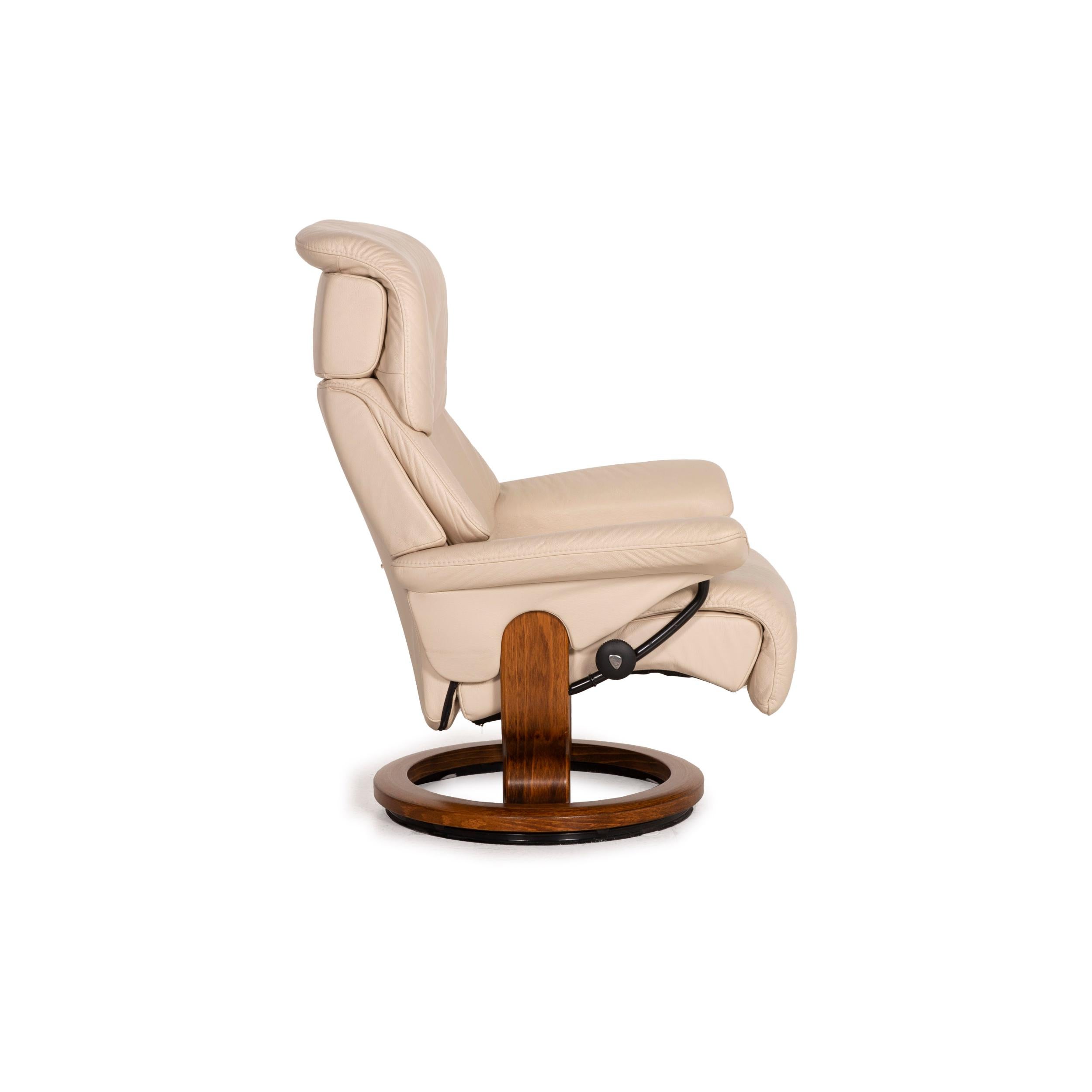 Stressless Vision Leather Armchair Cream Incl. Stool Relaxation Function 4
