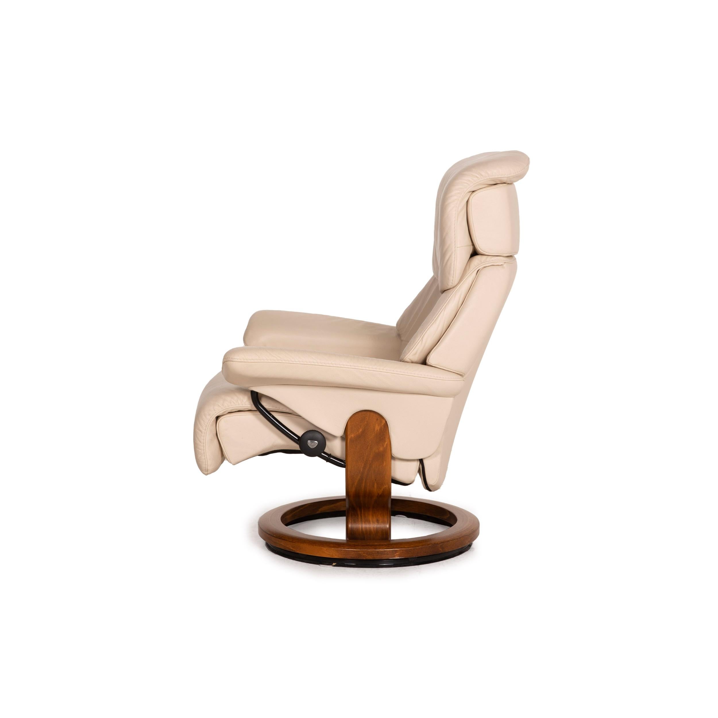 Stressless Vision Leather Armchair Cream Incl. Stool Relaxation Function 6