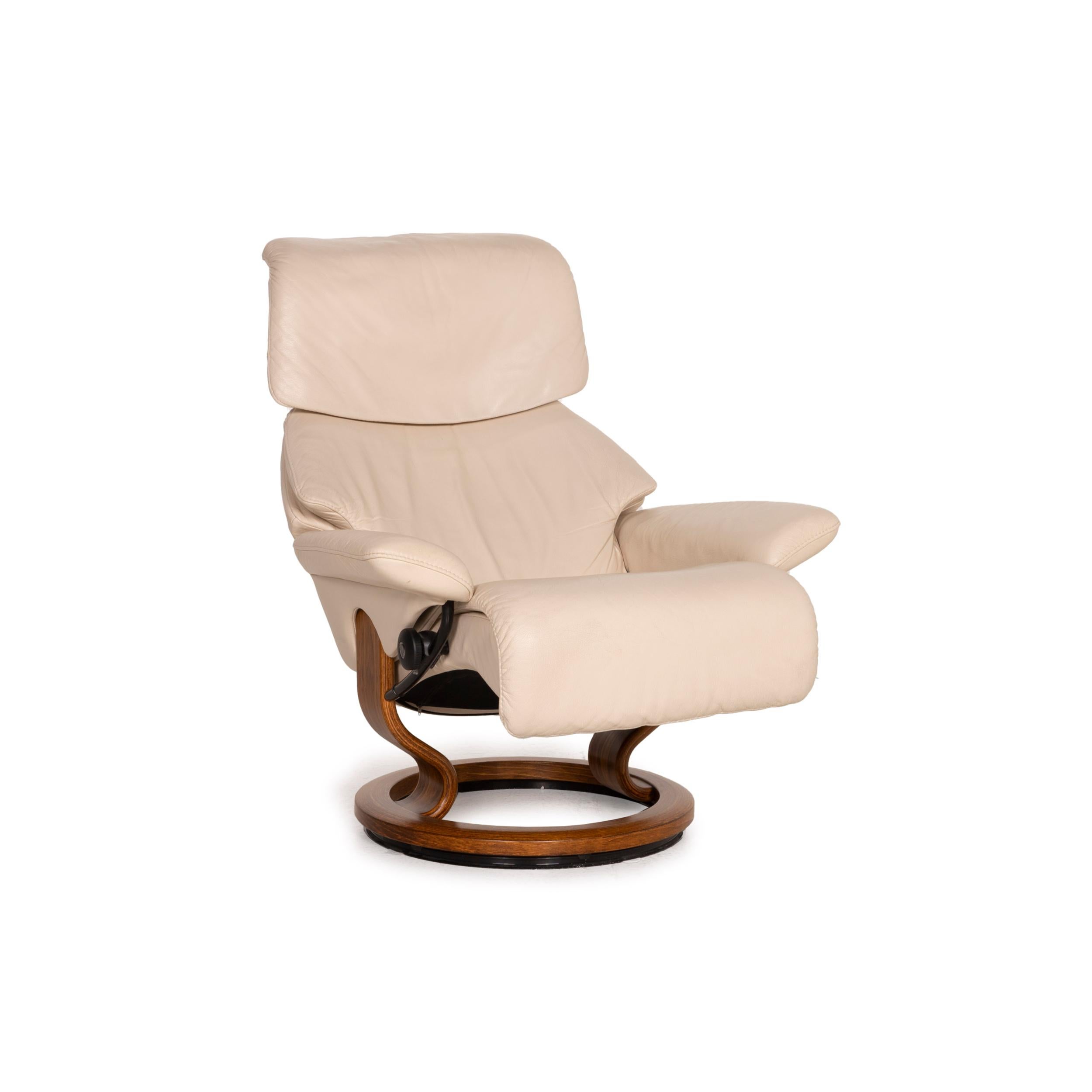 Norwegian Stressless Vision Leather Armchair Cream Incl. Stool Relaxation Function