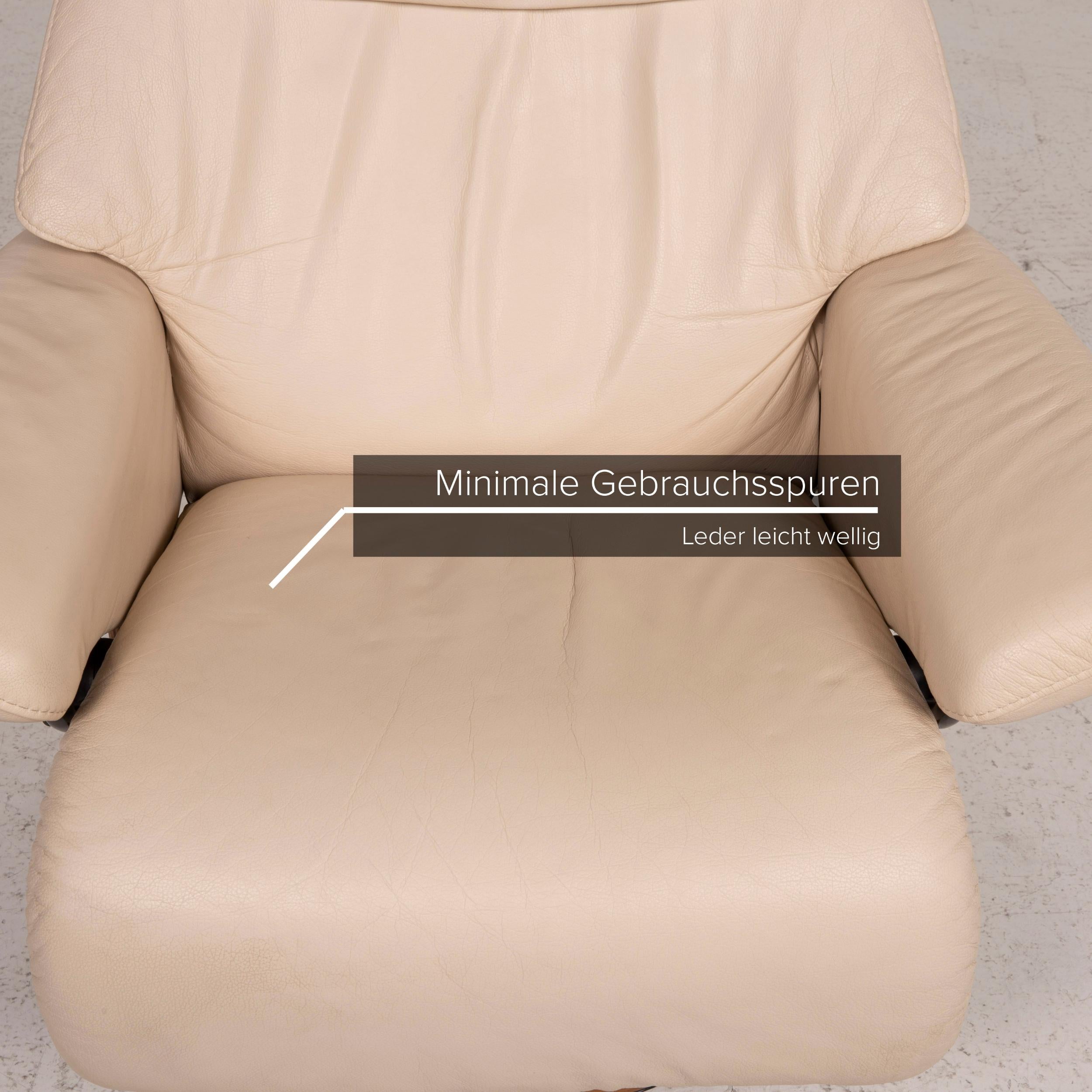 Contemporary Stressless Vision Leather Armchair Cream Incl. Stool Relaxation Function