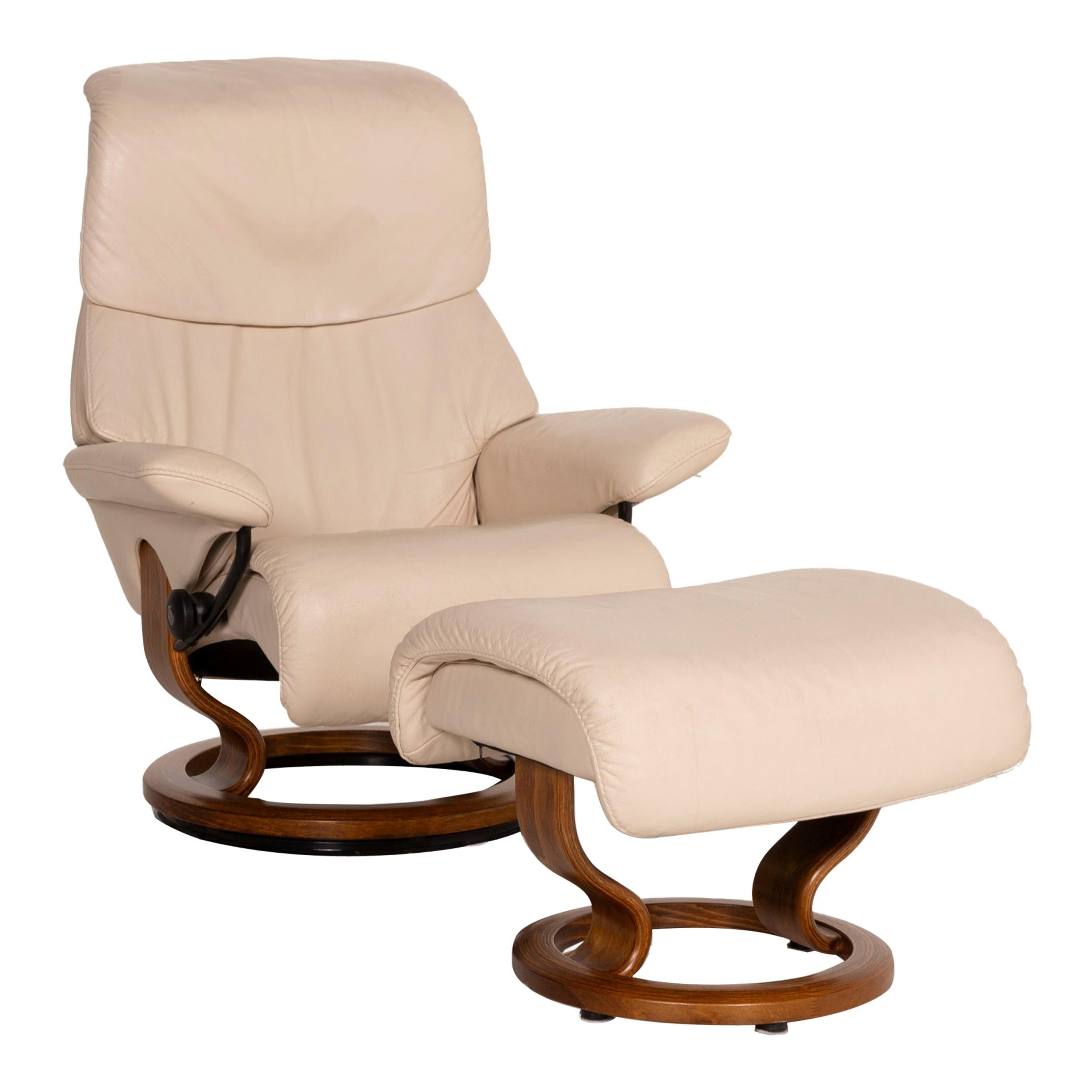 Stressless Vision Leather Armchair Cream Incl. Stool Relaxation Function