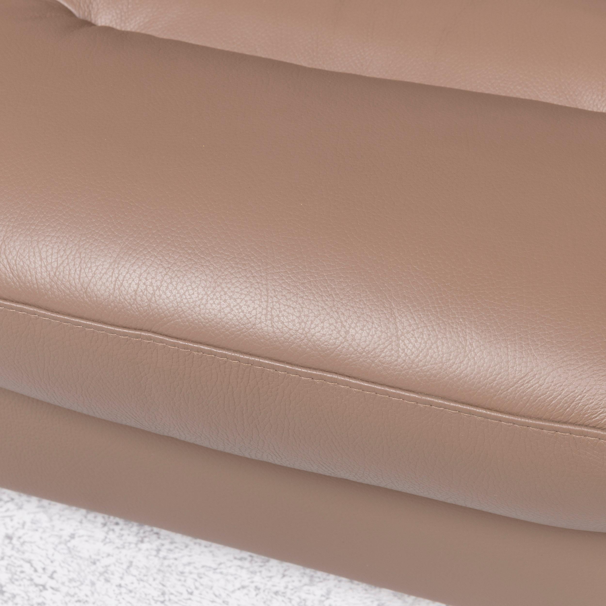 Norwegian Stressless Wave Designer Leather Sofa Beige Genuine Leather Three-Seat Couch