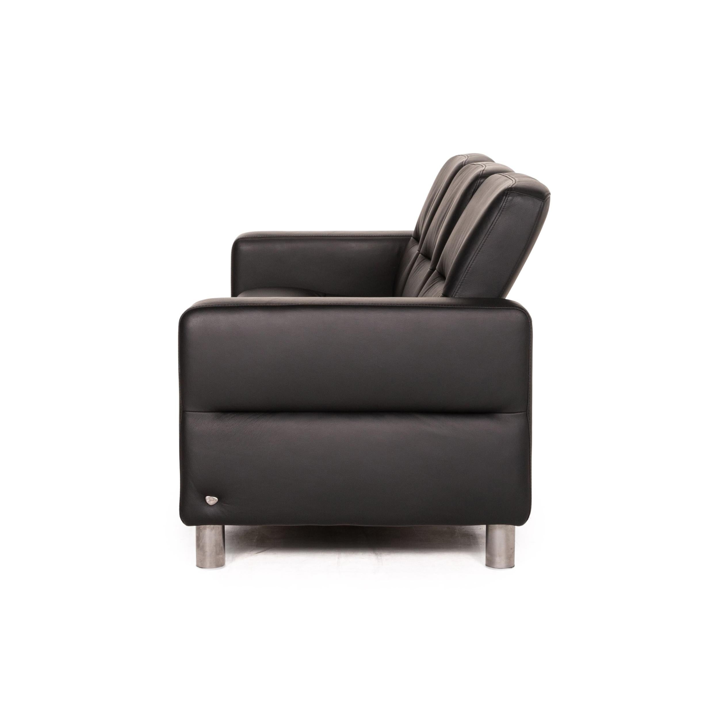 Stressless Waver Three Seater Leather Sofa Black Couch 5