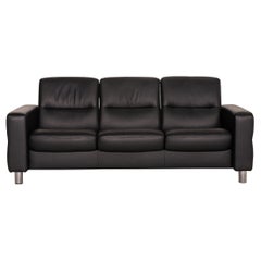 Stressless Waver Three Seater Leather Sofa Black Couch