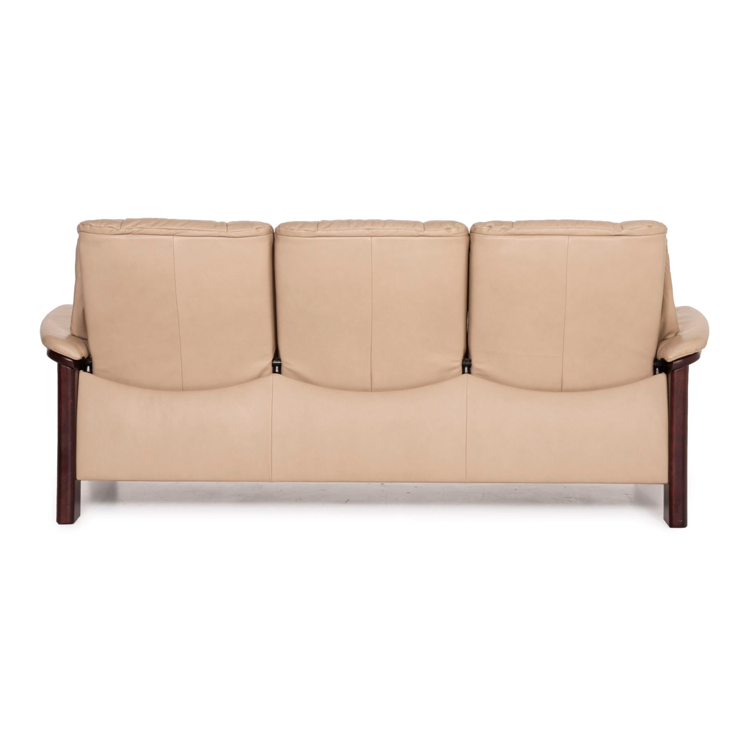 Stressless Windsor Leather Sofa Beige Three-Seater Relax Function 3