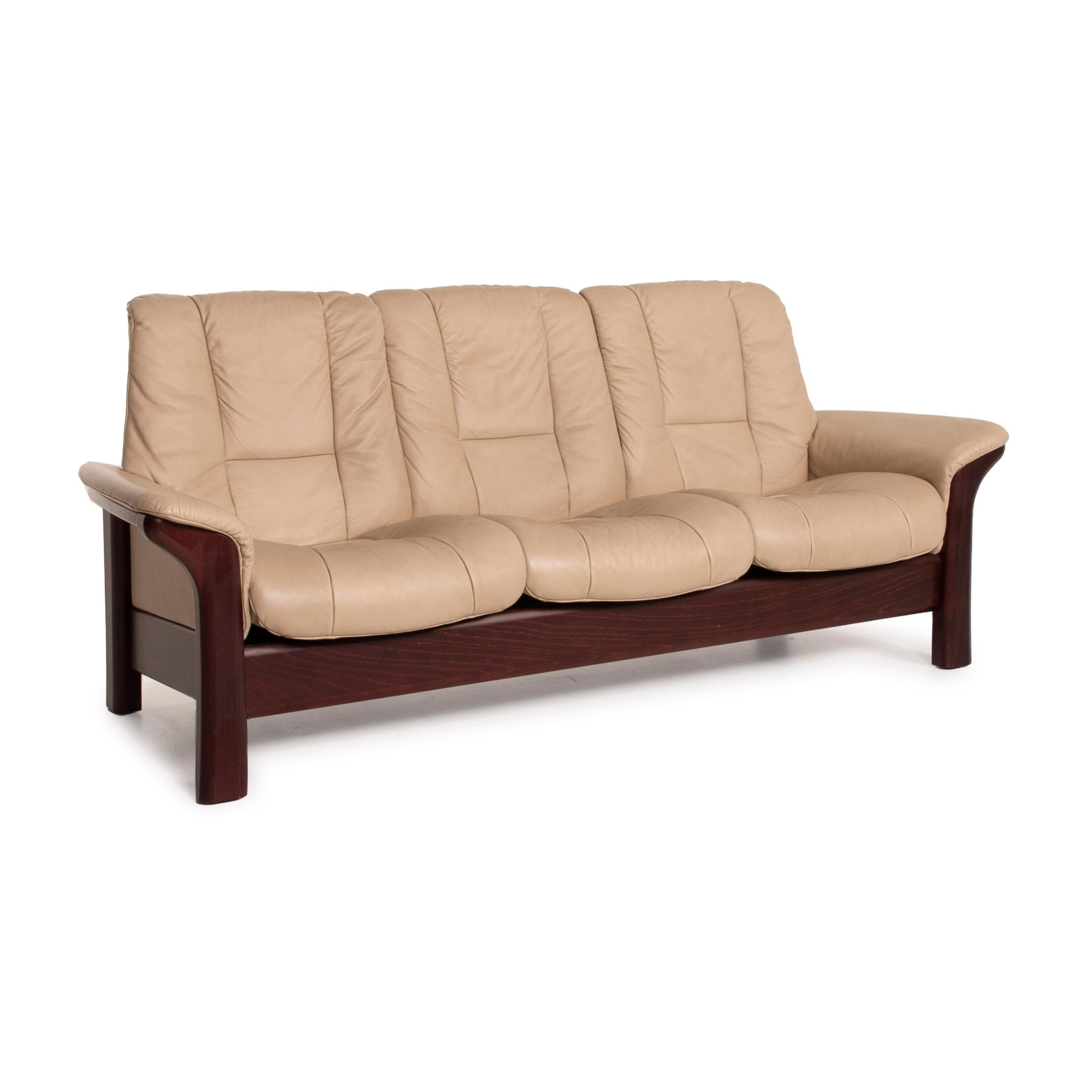 Stressless Windsor Leather Sofa Beige Three-Seater Relax Function 1