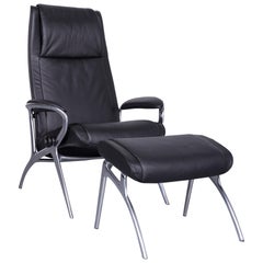 Stressless You James Designer Leather Armchair with Foot-Stool in Black