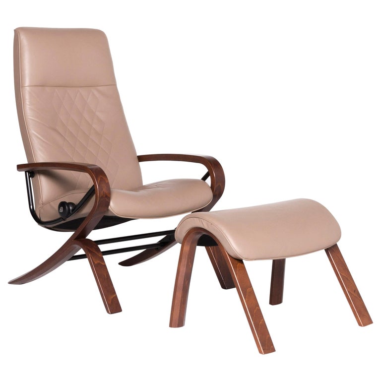 Stressless You James Leather Armchair Beige Function For Sale at 1stDibs