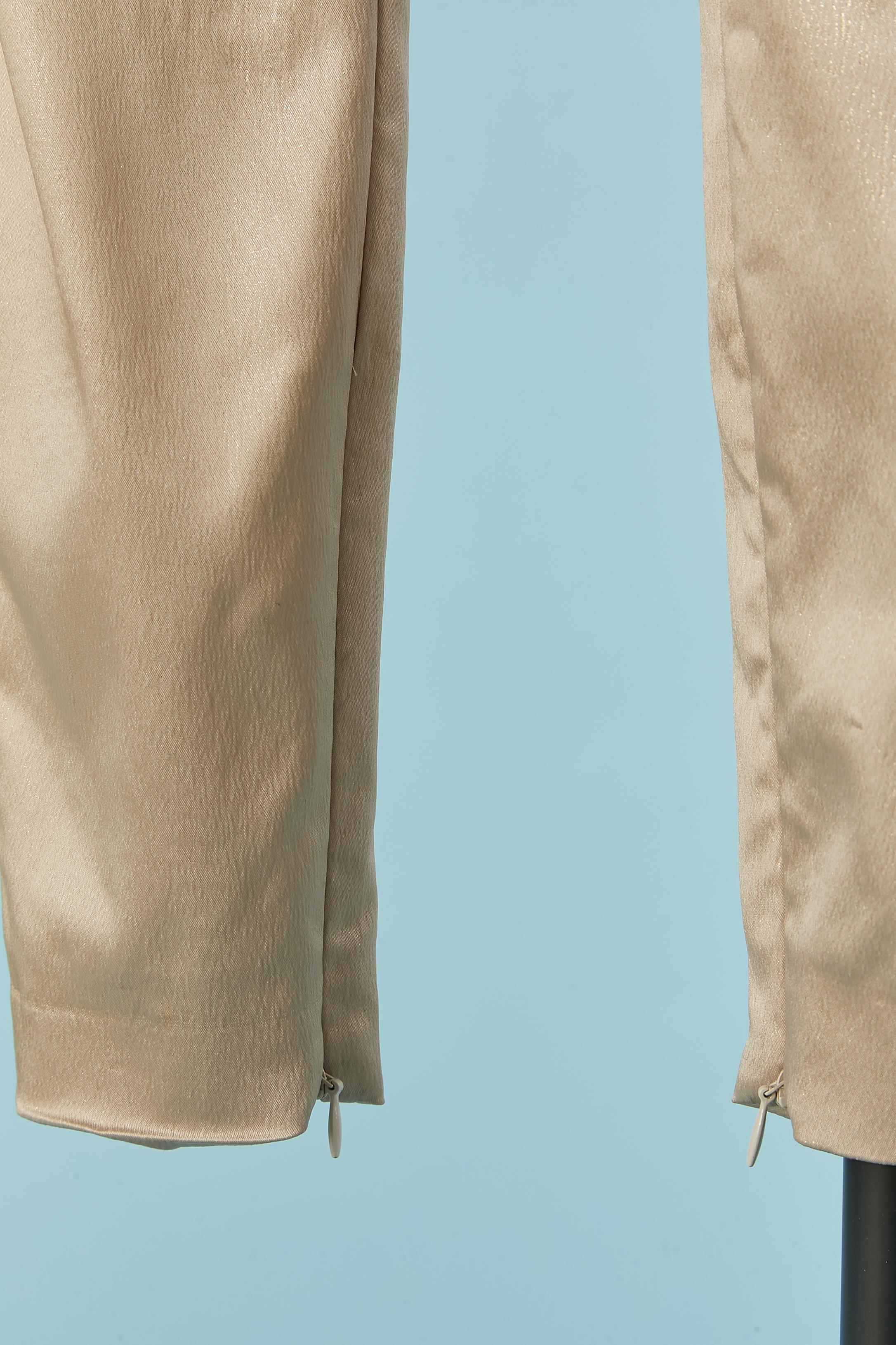 Marrone Pantalone beige elasticizzato con filo lurex oro D&G by DOLCE & GABBANA in vendita