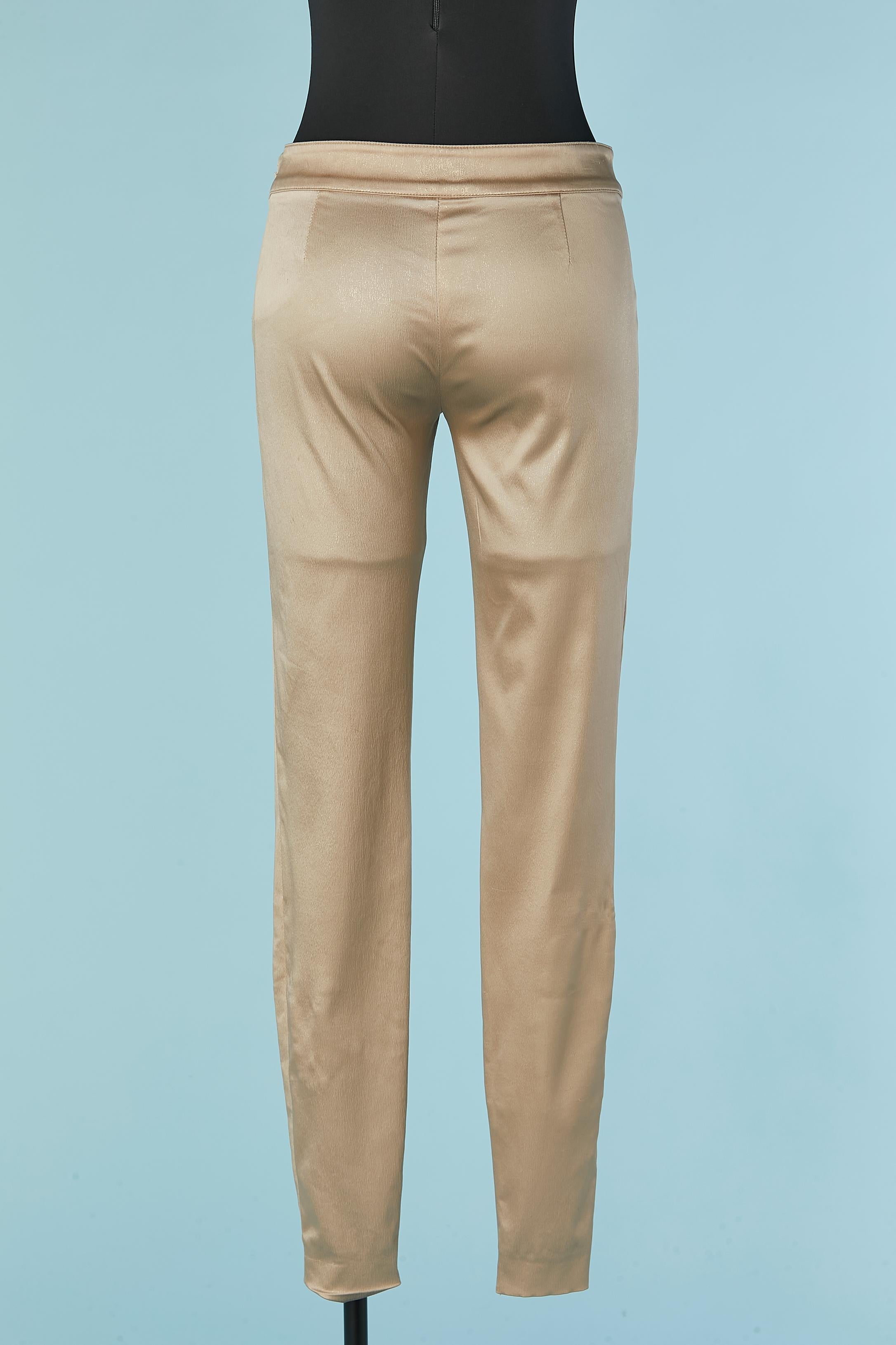 Donna Pantalone beige elasticizzato con filo lurex oro D&G by DOLCE & GABBANA in vendita
