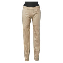 Stretch beige trouser with gold lurex thread D&G by Dolce & Gabbana