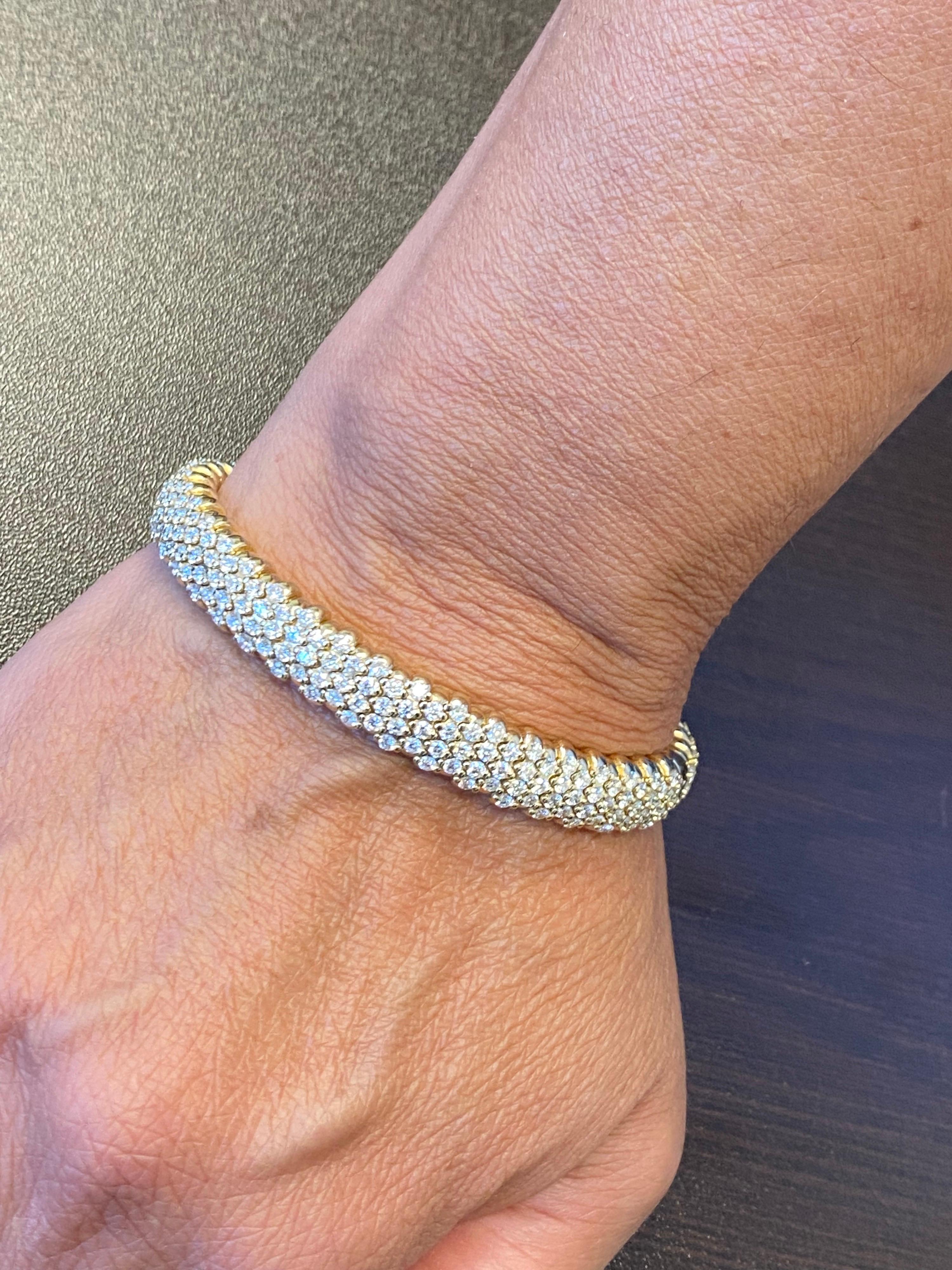 Stretch Flexible Diamond Bangle 5.30 Carats For Sale 5