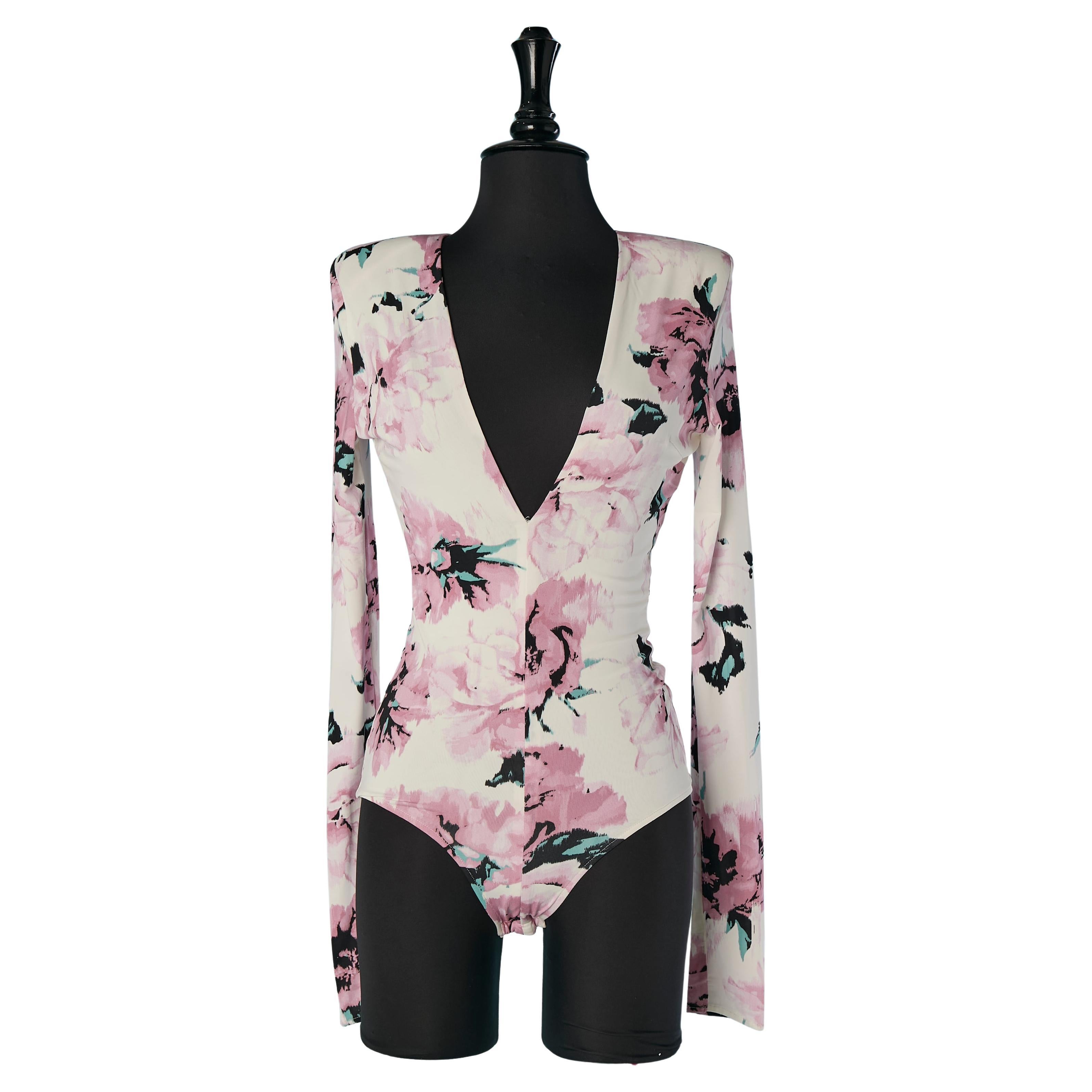 Stretch jersey bodysuit with flower print ALEXANDRE VAUTHIER For Sale