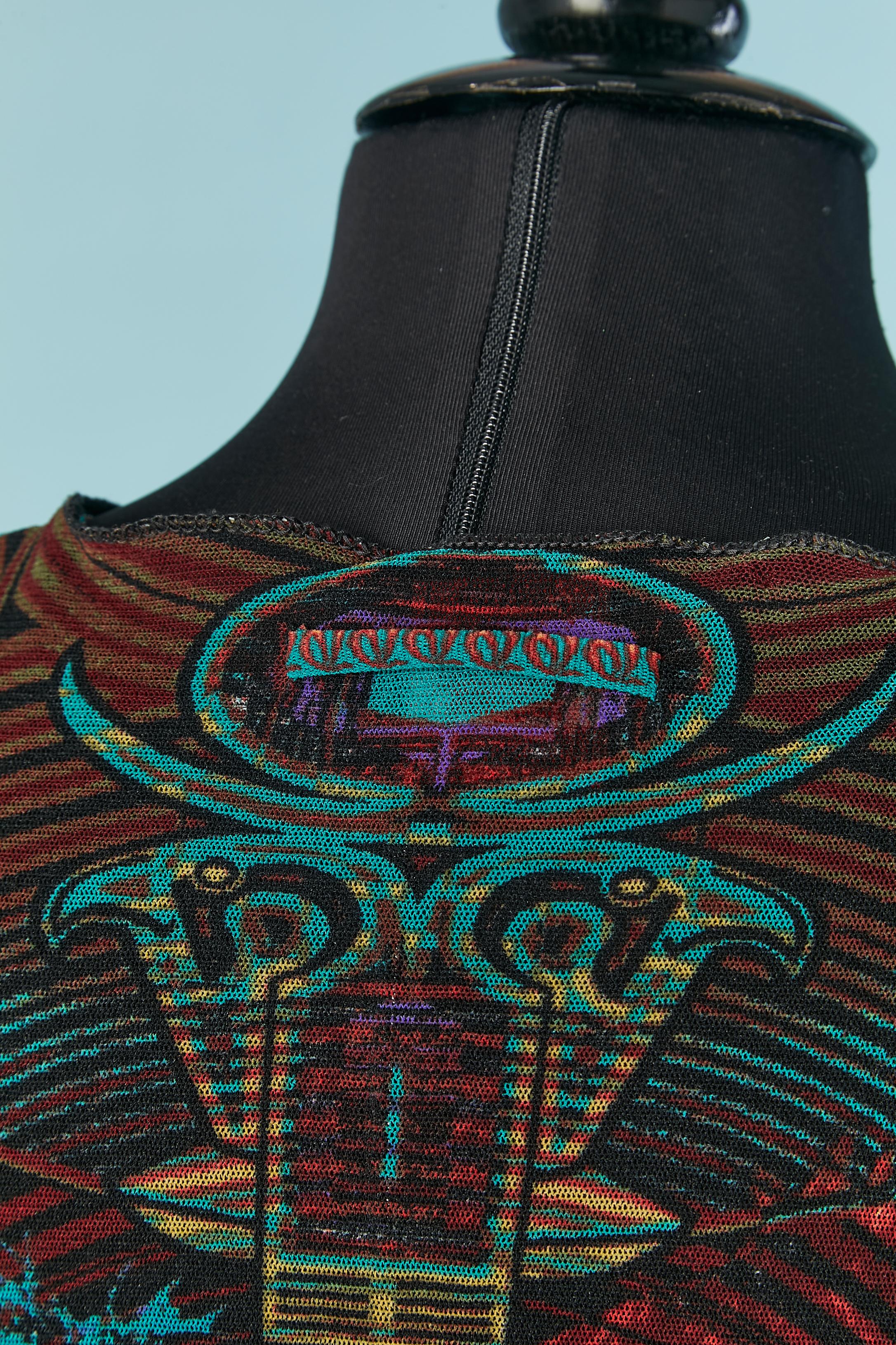 Ensemble en tulle imprimé extensible et pull-over Jean-Paul Gaultier Maille en vente 1
