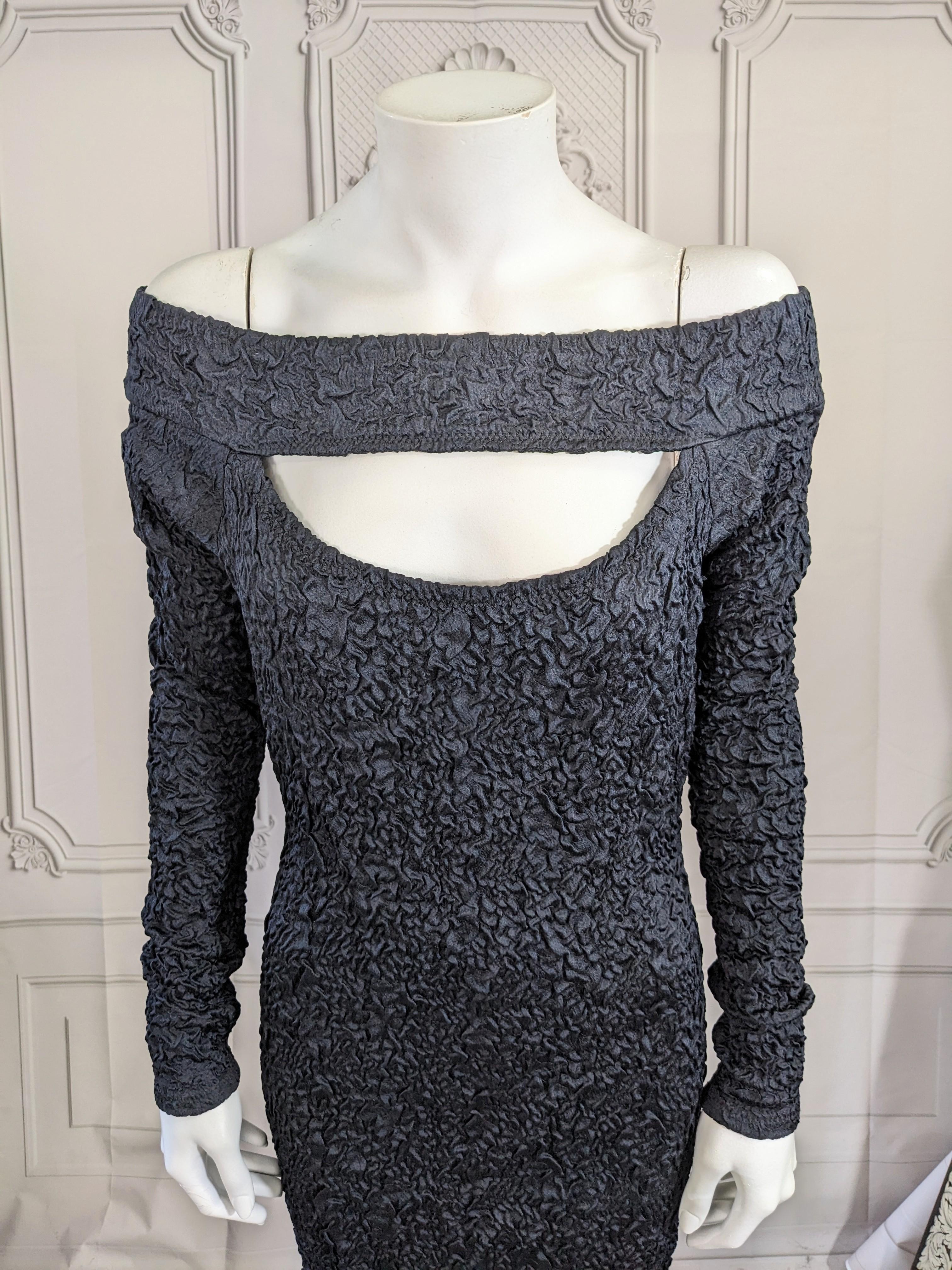Black Stretch Silk Cloque Wiggle Dress, Studio VL For Sale
