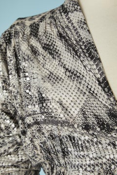 Stretch silk cocktail dress with python print and silver dots Roberto Cavalli