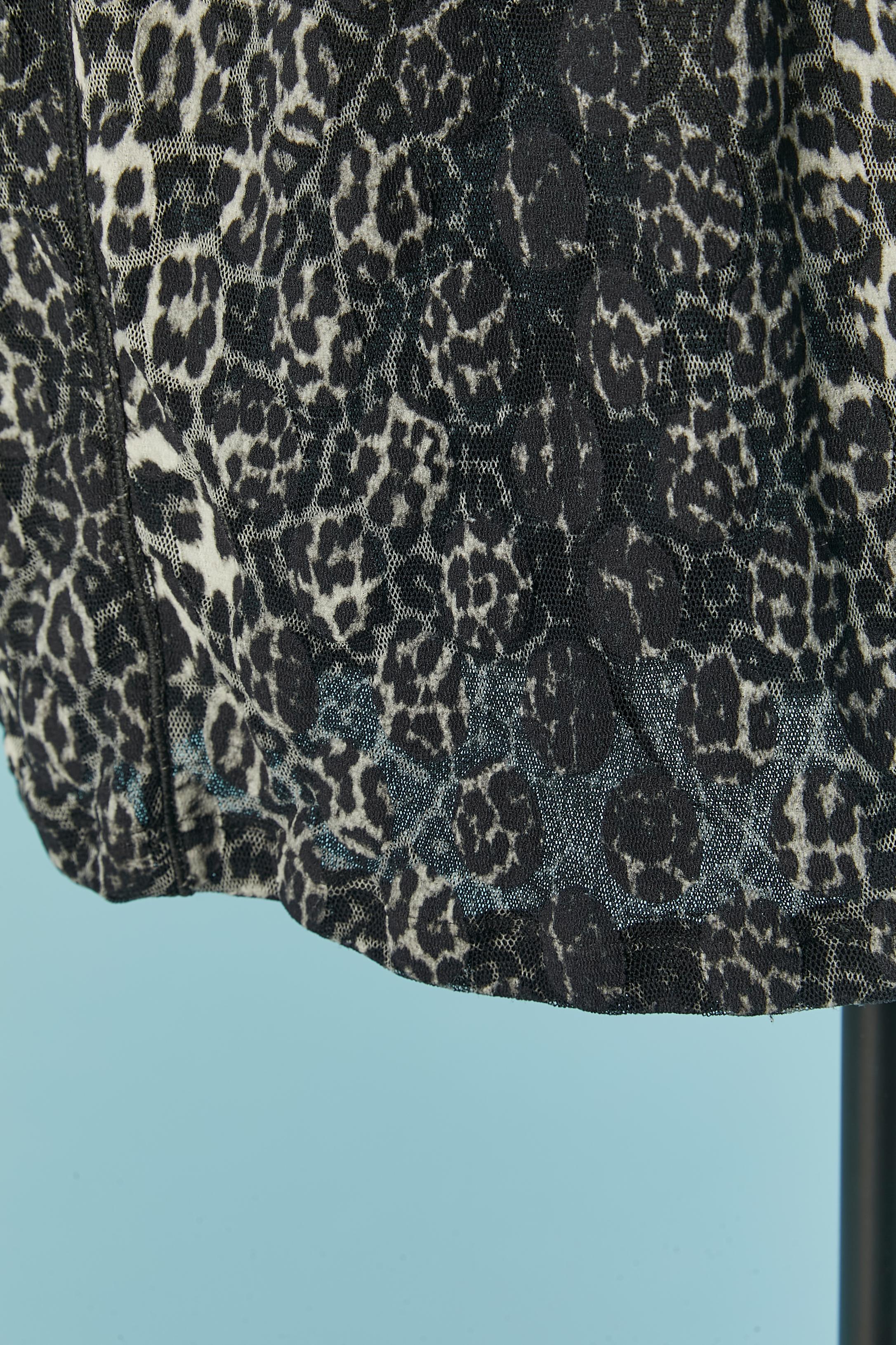 Noir Robe en tulle extensible avec imprimé léopard et appliqué Jean Paul Gaultier Soleil en vente