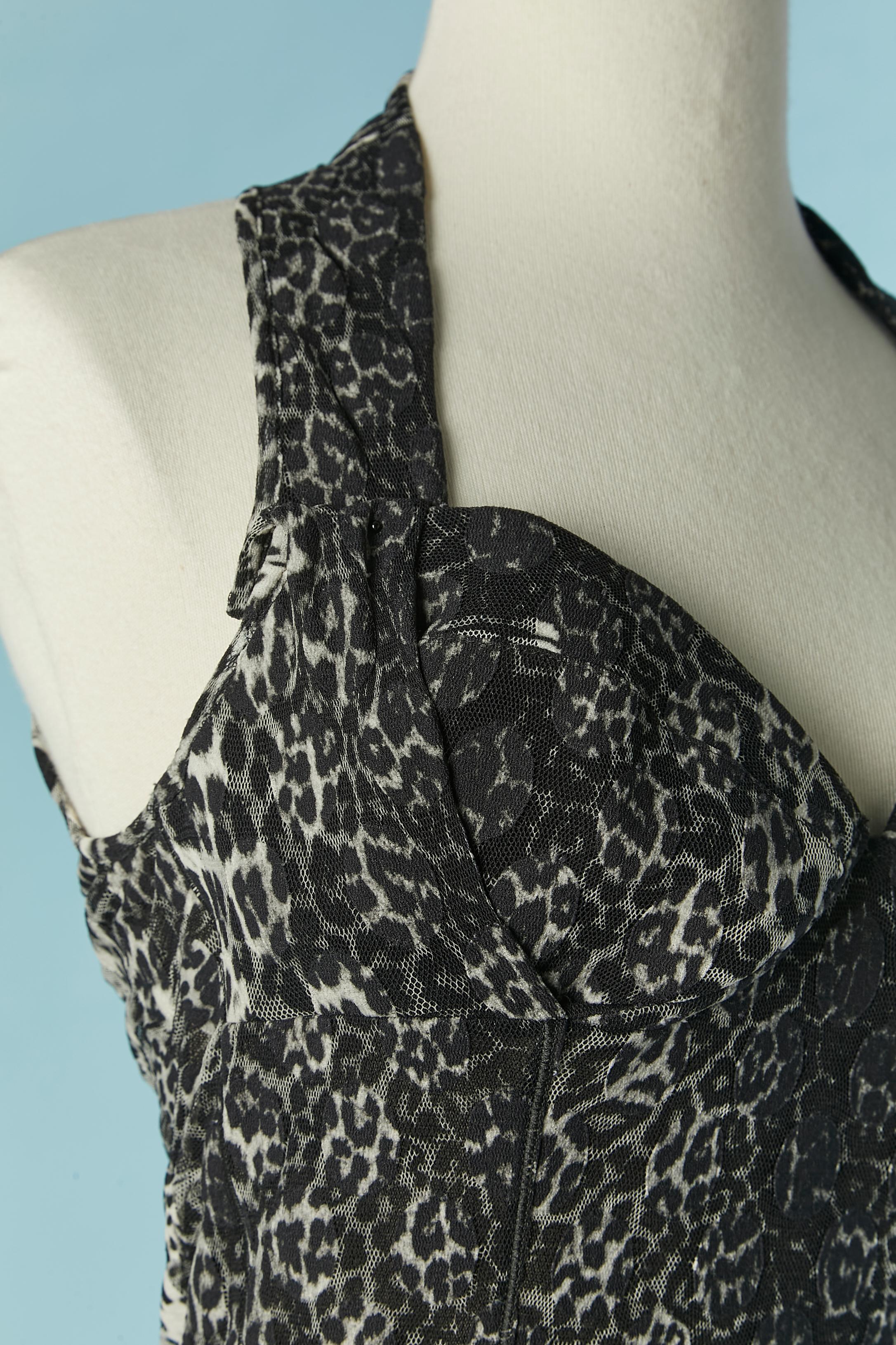 Robe en tulle extensible avec imprimé léopard et appliqué Jean Paul Gaultier Soleil Neuf - En vente à Saint-Ouen-Sur-Seine, FR