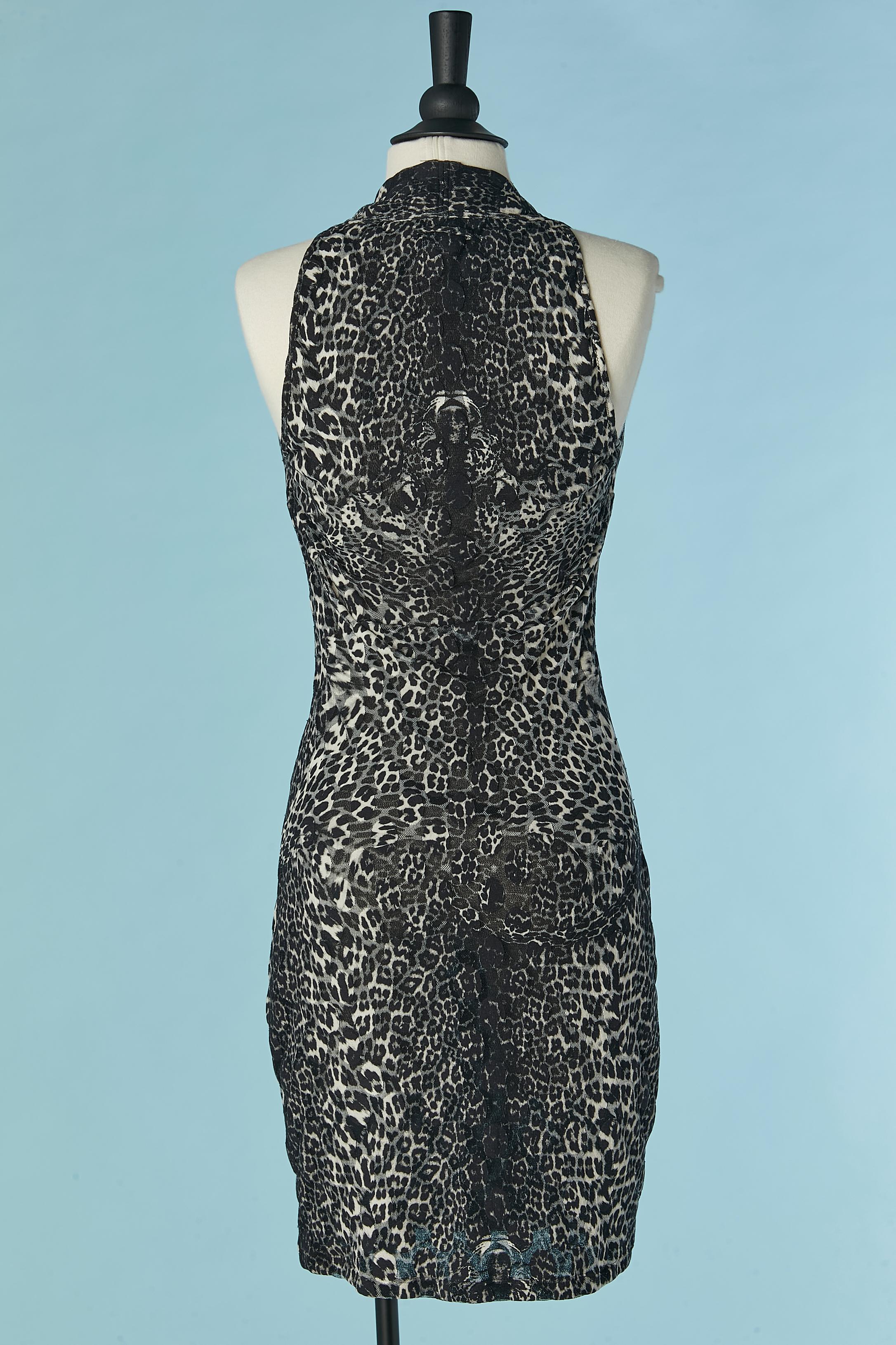 Robe en tulle extensible avec imprimé léopard et appliqué Jean Paul Gaultier Soleil en vente 1