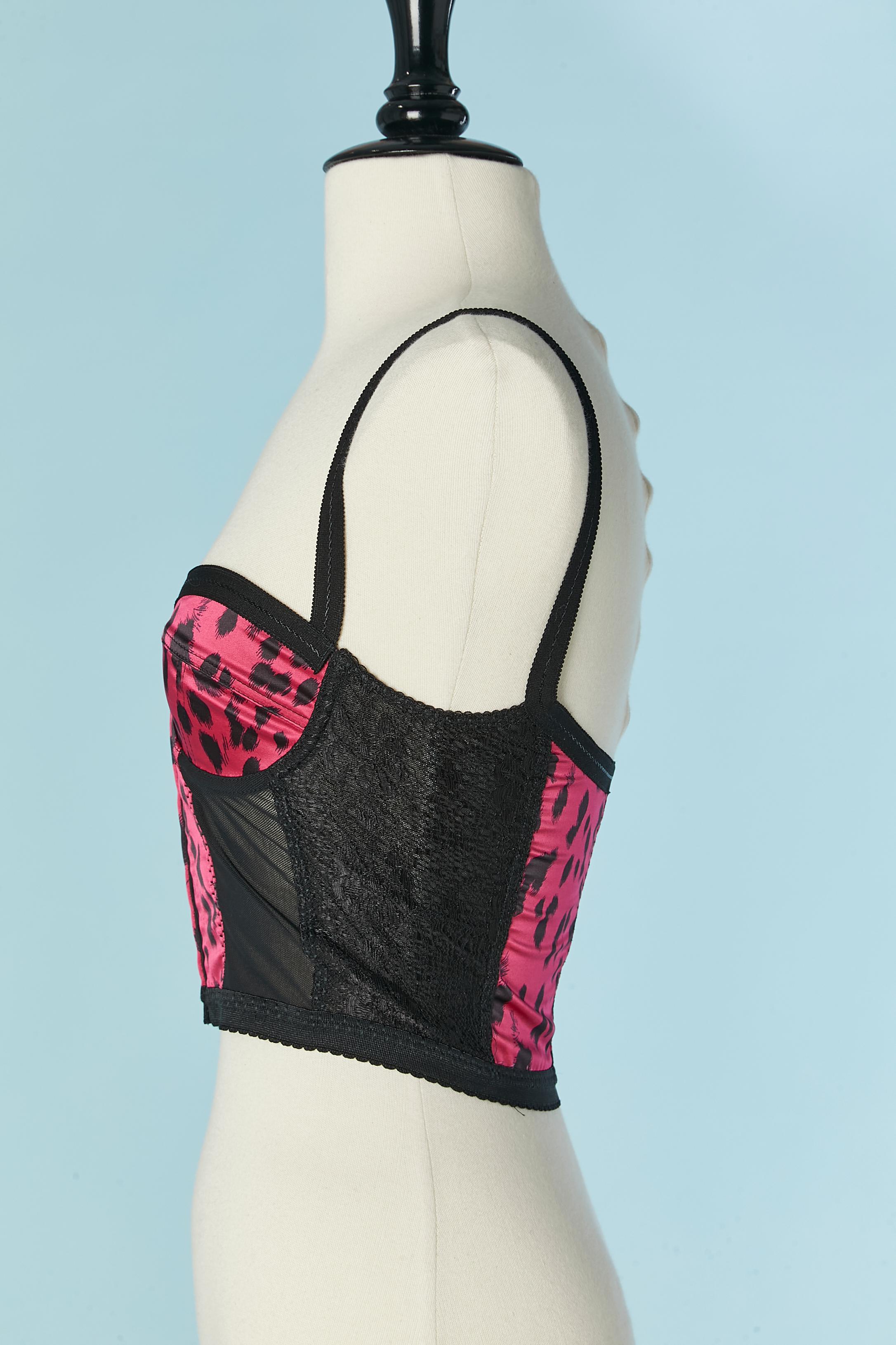 Bustier de tul elástico, encaje y tejido estampado D&G by DOLCE & GABBANA Beige en venta