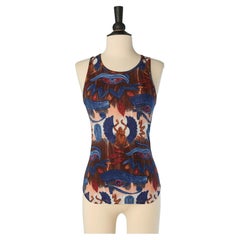 Stretch tulle printed tank-top GAULTIER JEANS