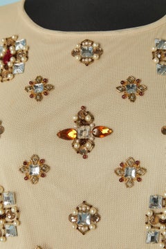 Stretch tulle tee-shirt with embroideries GIANFRANCO FERRE STUDIO