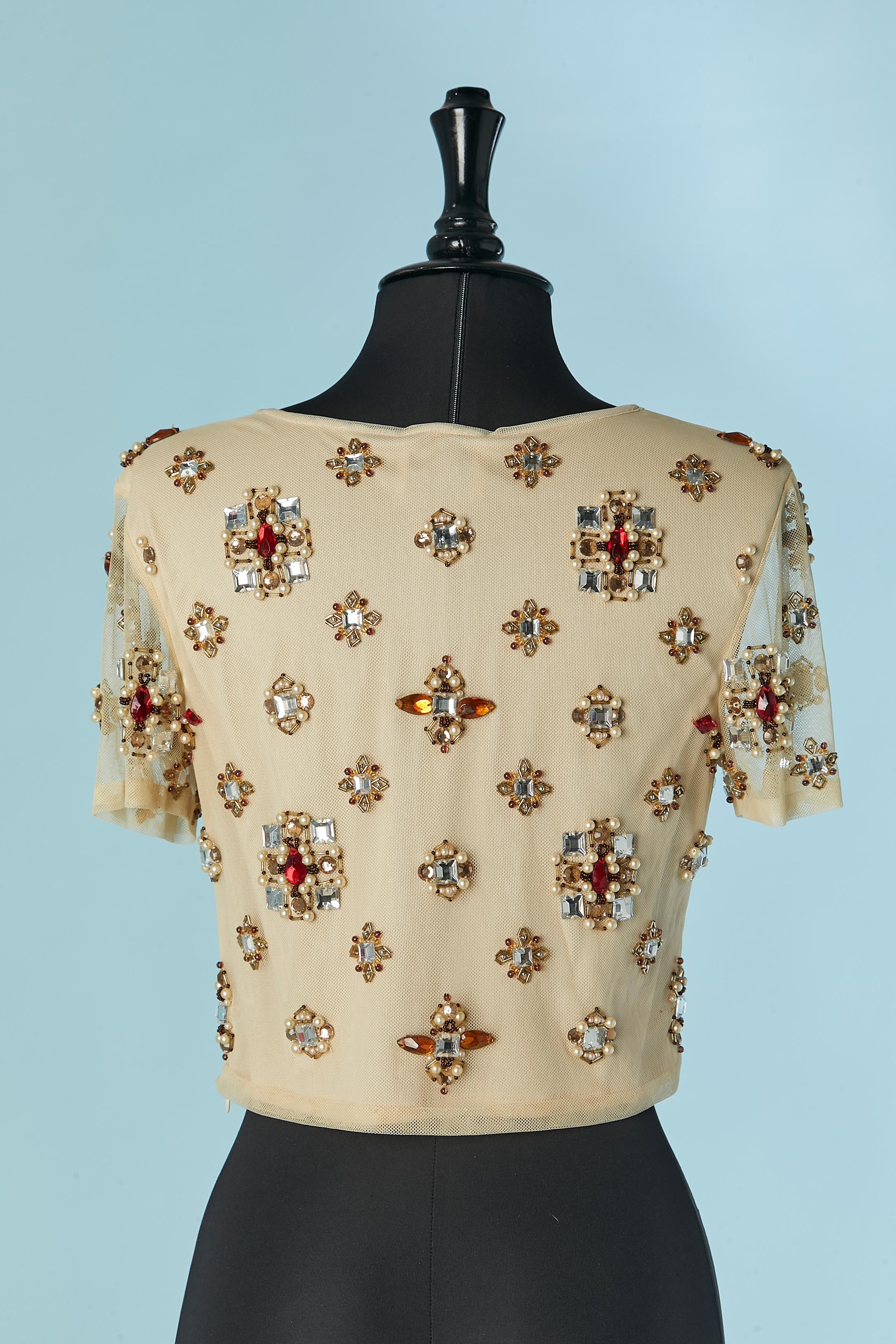 Stretch tulle tee-shirt with embroideries GIANFRANCO FERRE STUDIO For Sale 3