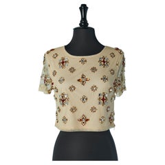 Stretch tulle tee-shirt with embroideries GIANFRANCO FERRE STUDIO