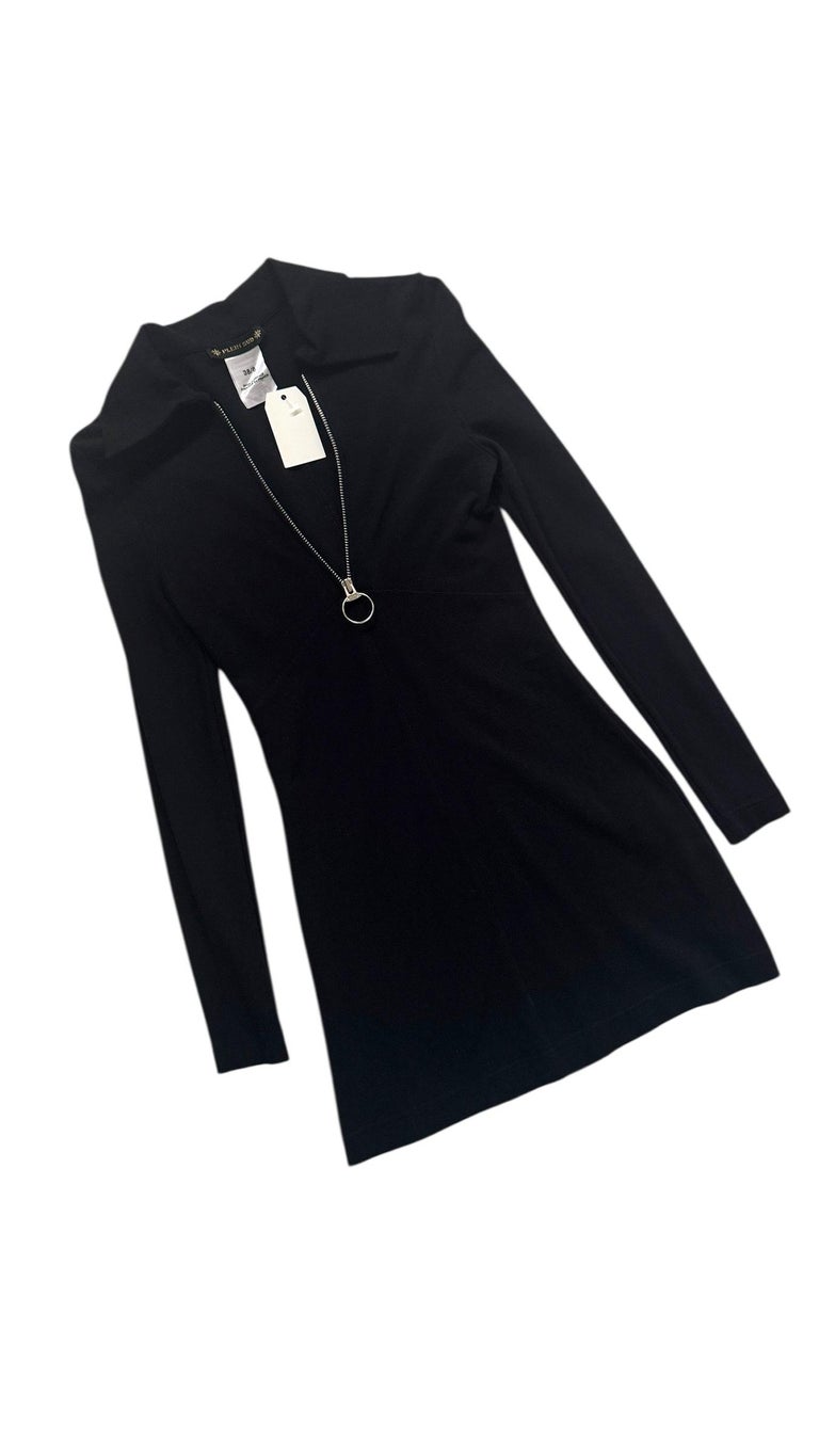 black sportmax mini dress Zipper Front Black Women Mini Leather Dress 2XL / BROWN