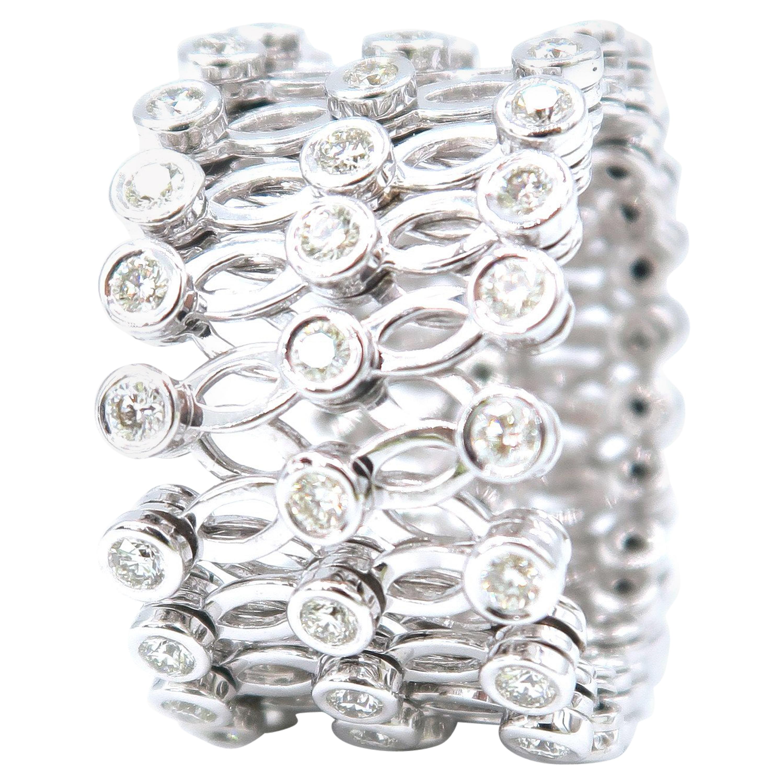 Stretchable Diamond White Gold Band Ring Bangle Arthritis Suitable Comfort For Sale