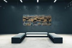 Stretched Midcentury Cotton Tapestry by Debieve Depicting The Camargue Bulls