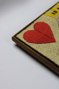 Stretched woven tapestry “Roi de Coeur” by J.Y Rocher D.M.C 1973 France